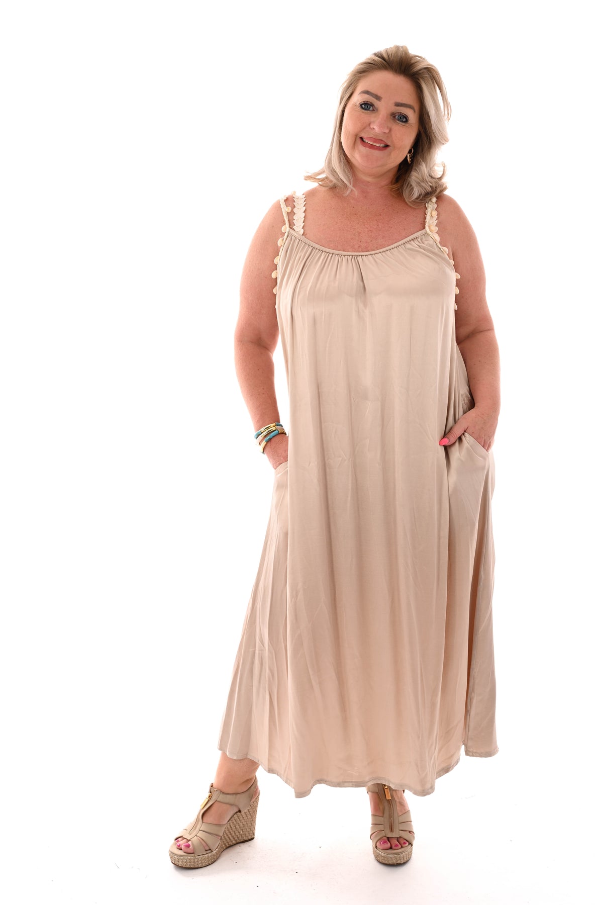 Silky jurk schelpen goud