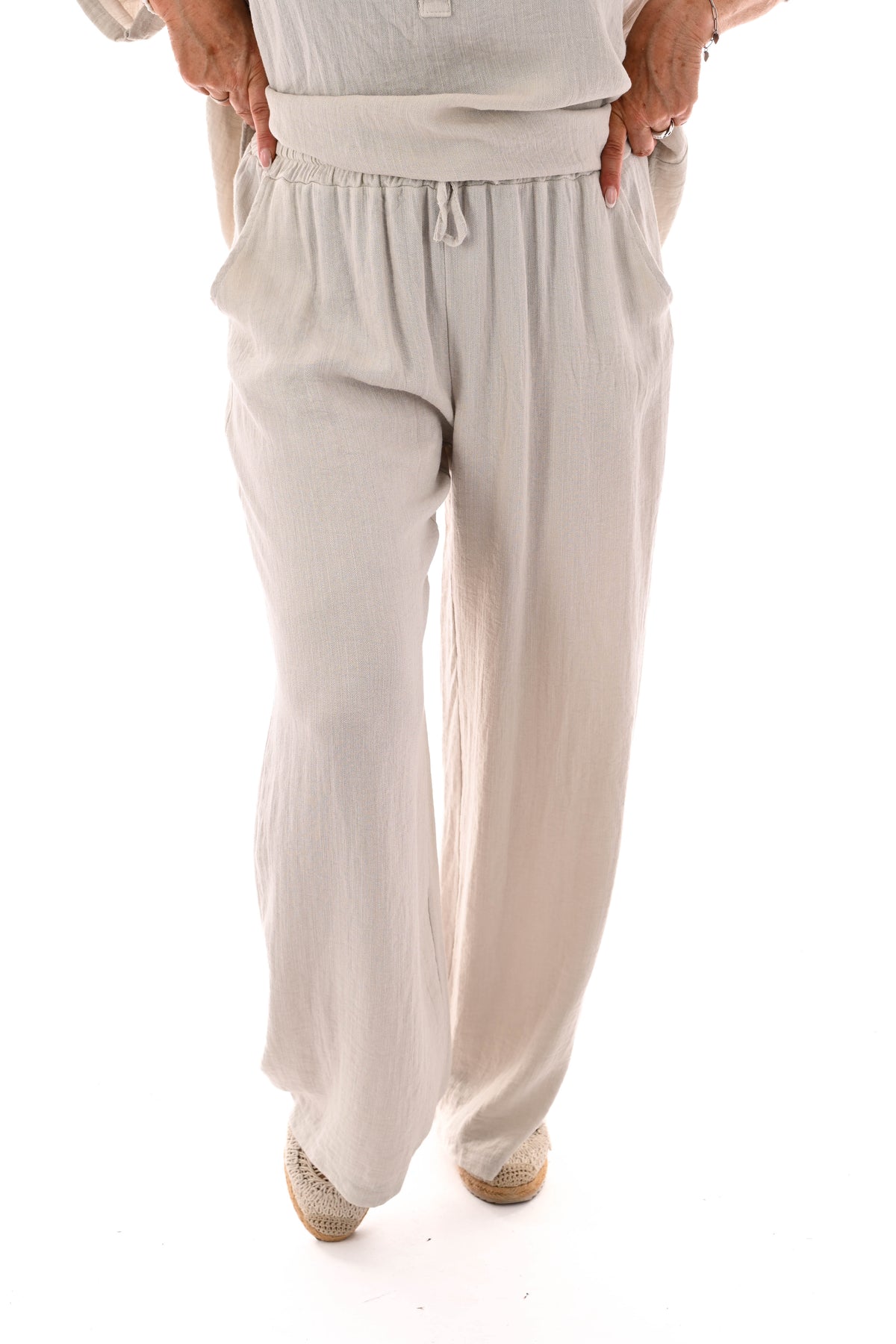 Tweedelig set ophaalmouwen uni beige