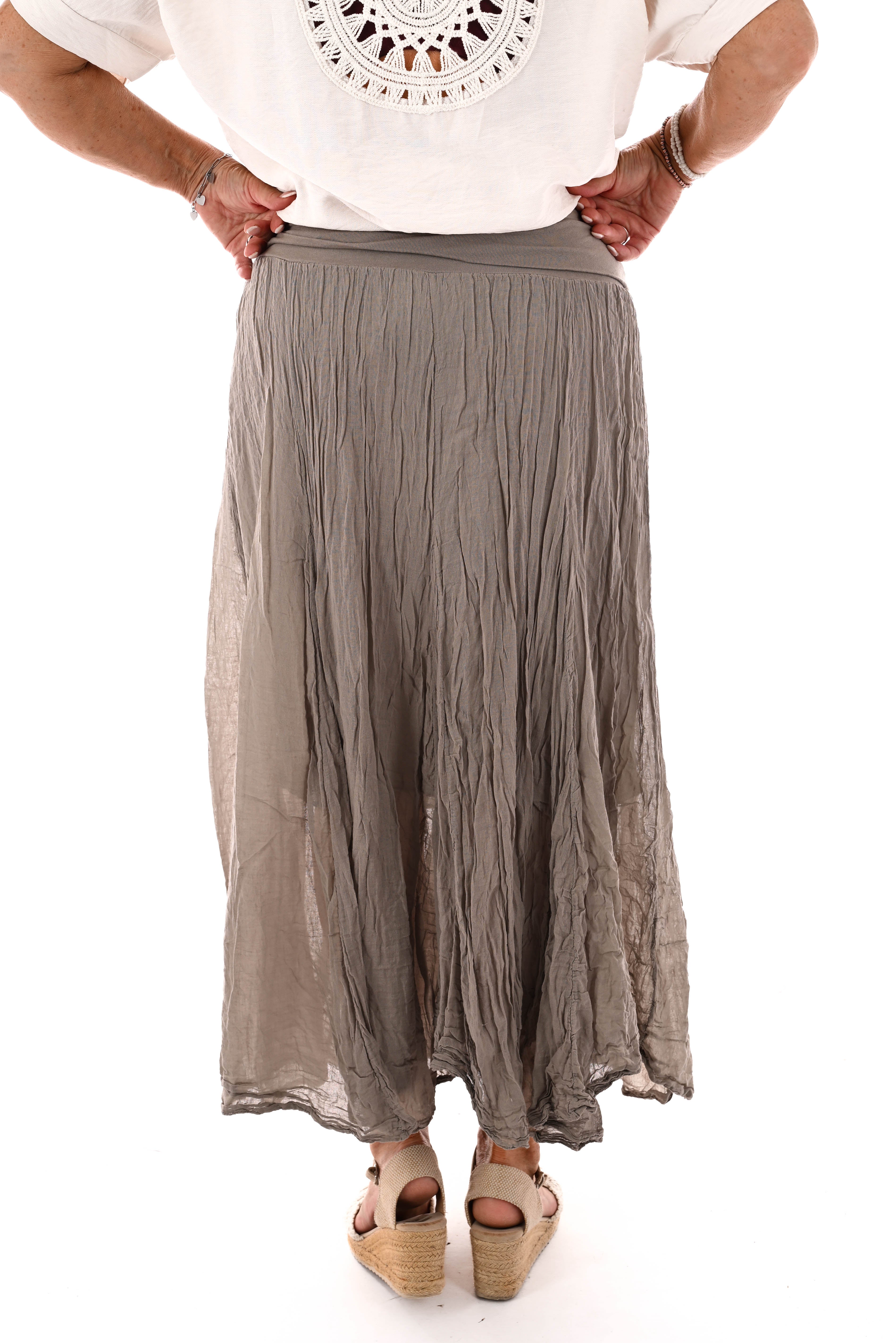 Rok met omgeslagen band taupe