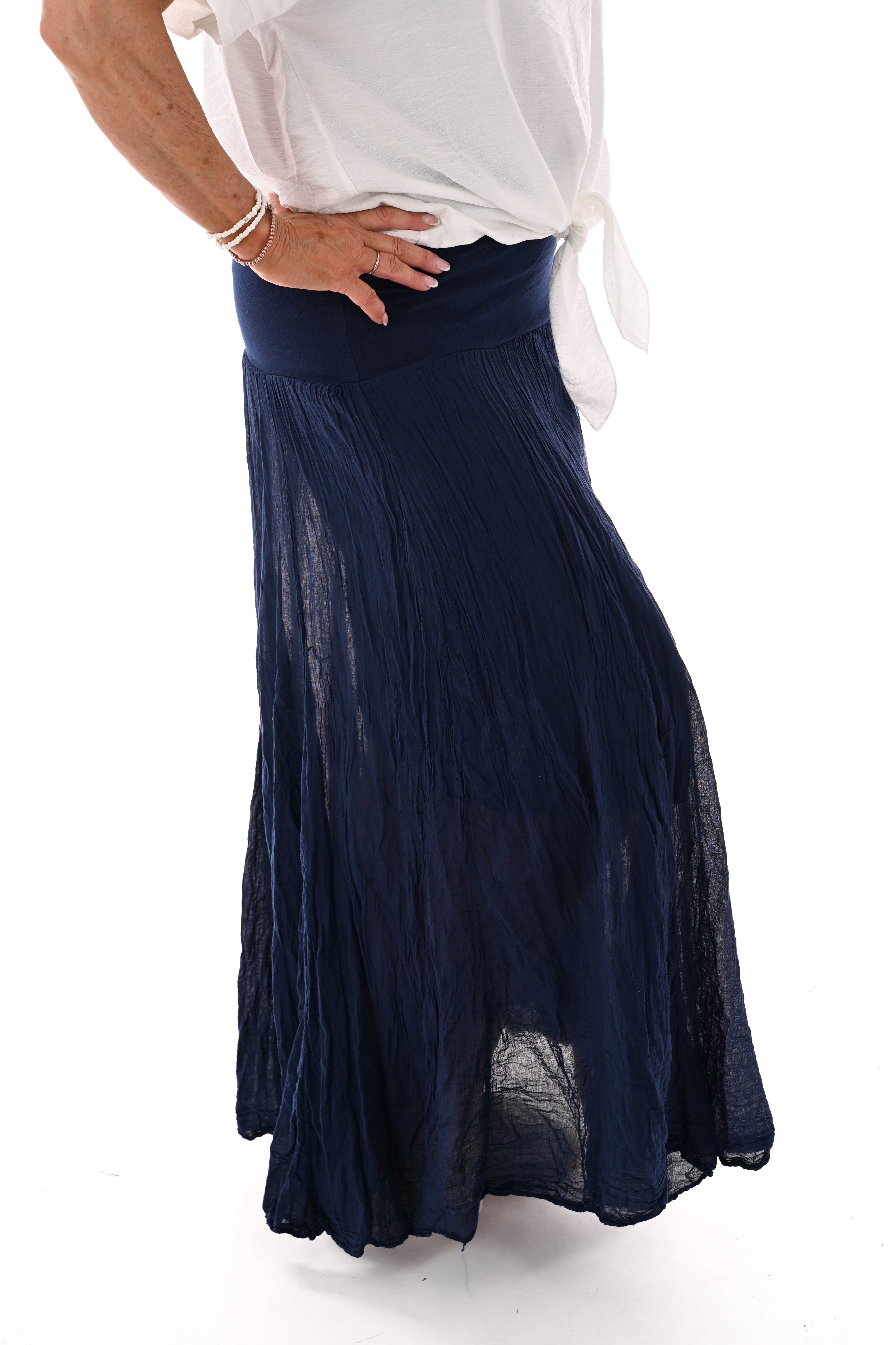 Rok met omgeslagen band marineblauw