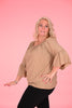 Top viscose elastieken hals uni camel