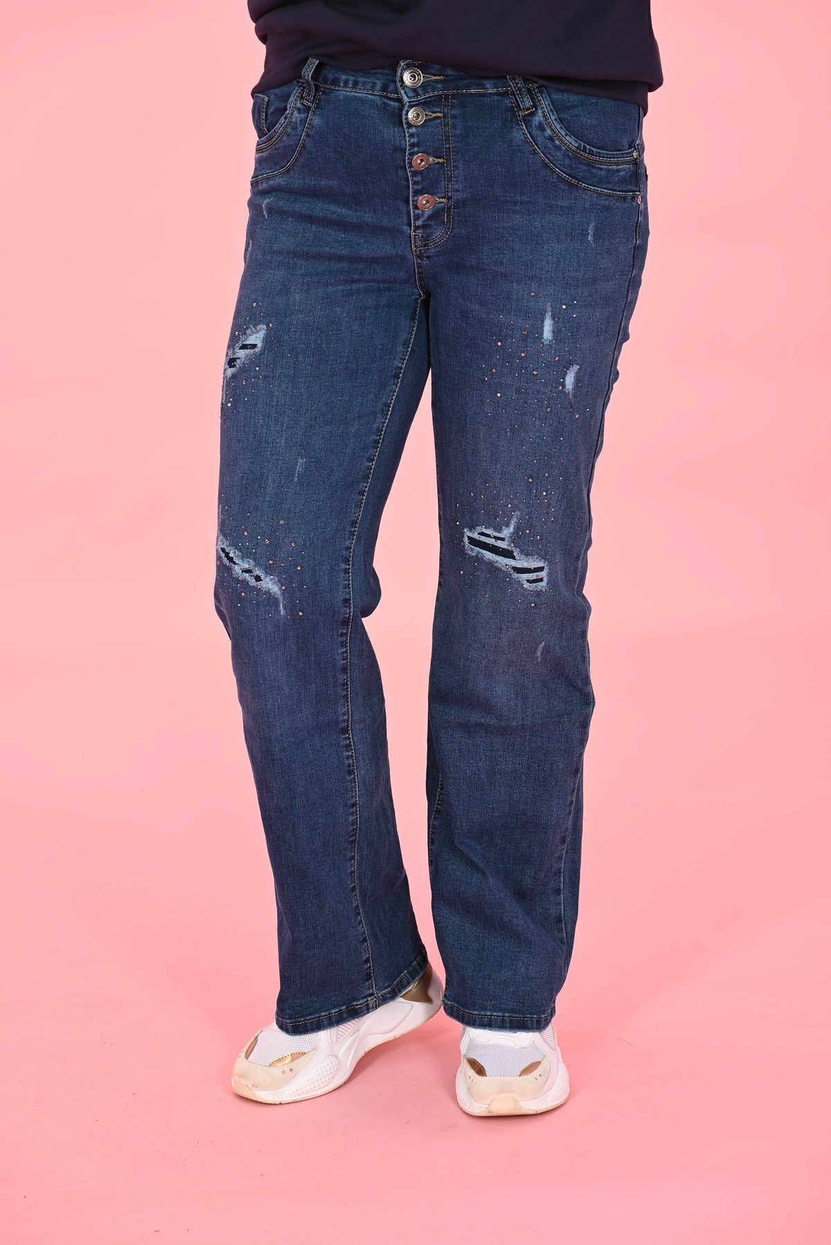Karostar straight leg met scheur en diamantjes
