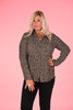 Korte blouse knopen plisse panter bruin