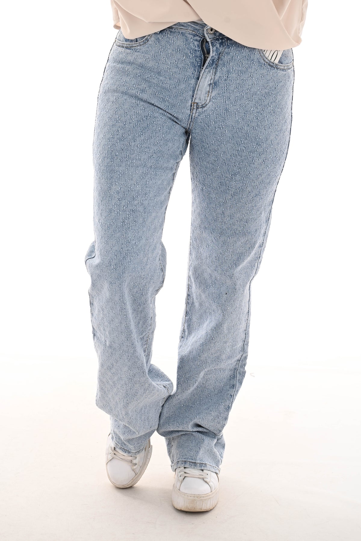 Hello Miss wide leg bewerkt lichtblauw