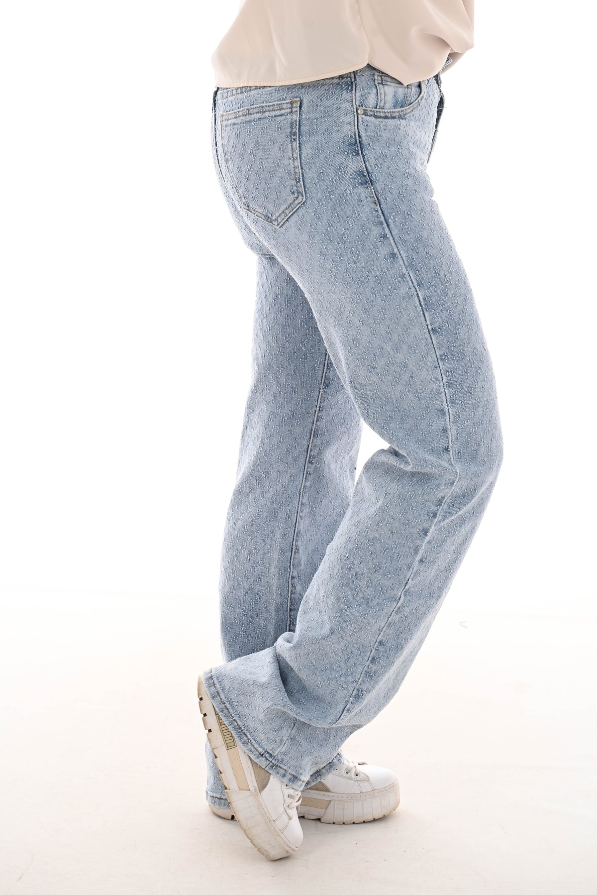 Hello Miss wide leg bewerkt lichtblauw