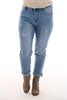 G-Smack jeans Mom Fit destroyed middenblauw