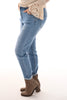 G-Smack jeans Mom Fit destroyed middenblauw