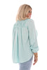 Blouse geplooide schouder turquoise