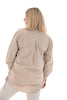 Doorknoop blouse gesmockte taille beige