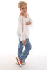 Top broderie trompetmouwen wit