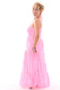 Maxi strapless jurk dots neon roze