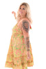 Korte ibiza jurk open rug paisley groen/oranje