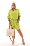 Twin set wafel ophaalmouwen uni lime