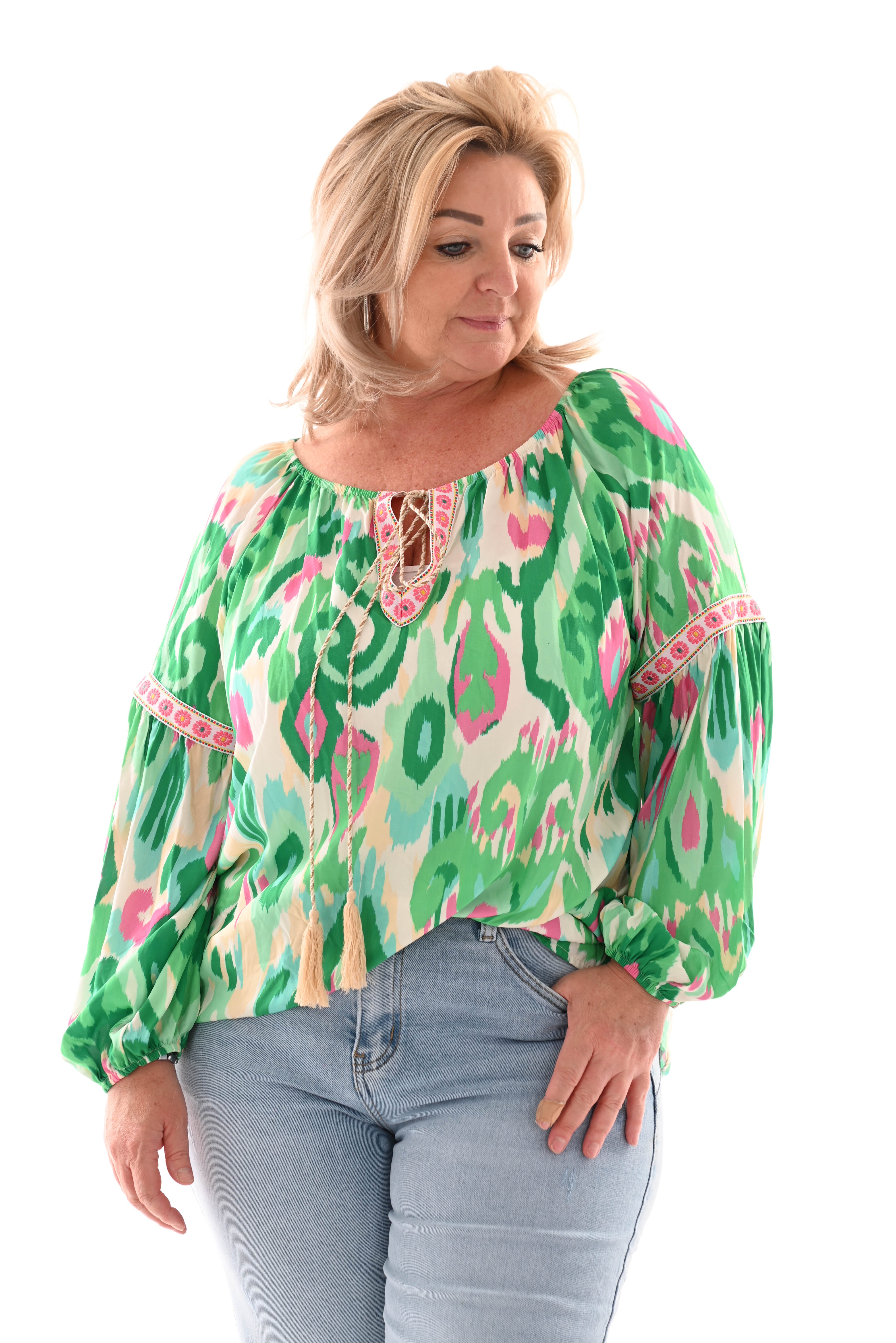 Top paisley print groen