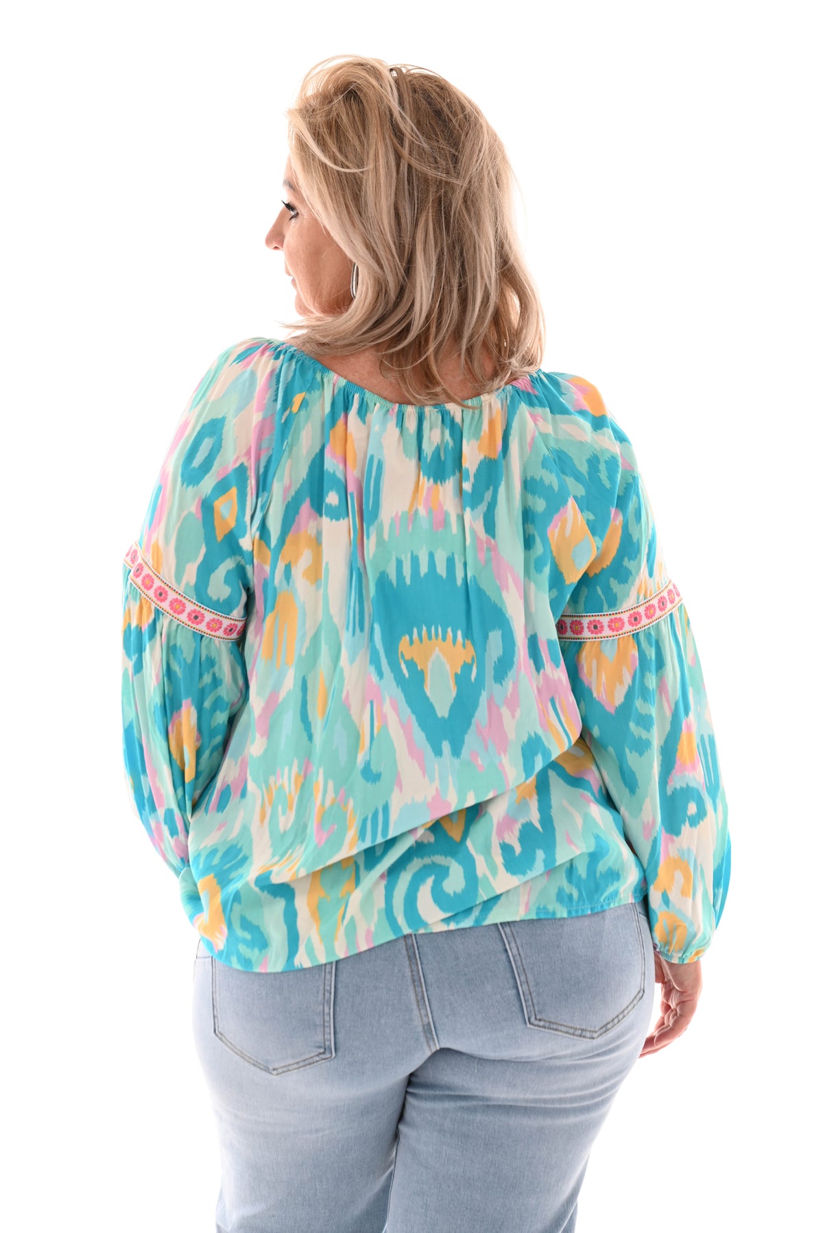 Top paisley print lichtblauw