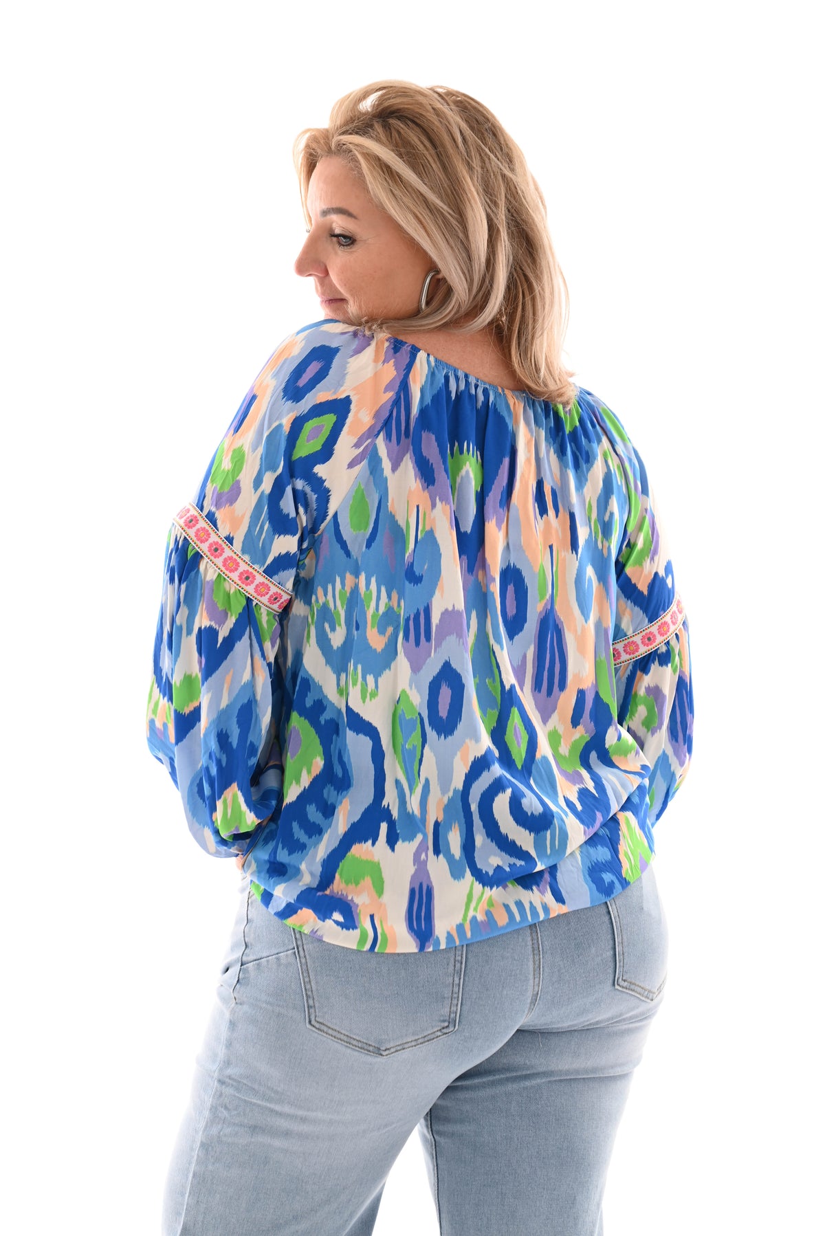 Top paisley print kobaltblauw