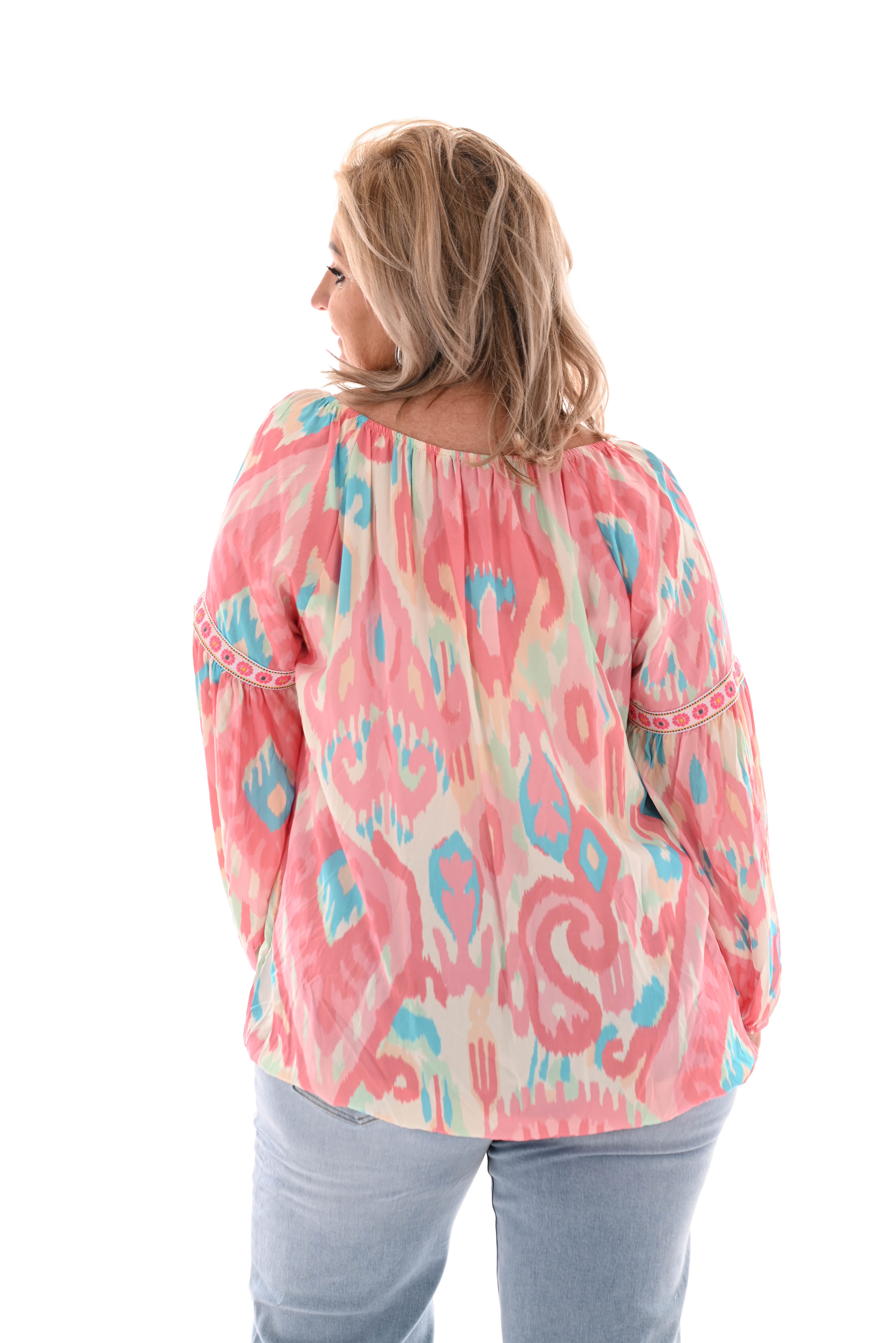 Top paisley print lichtroze