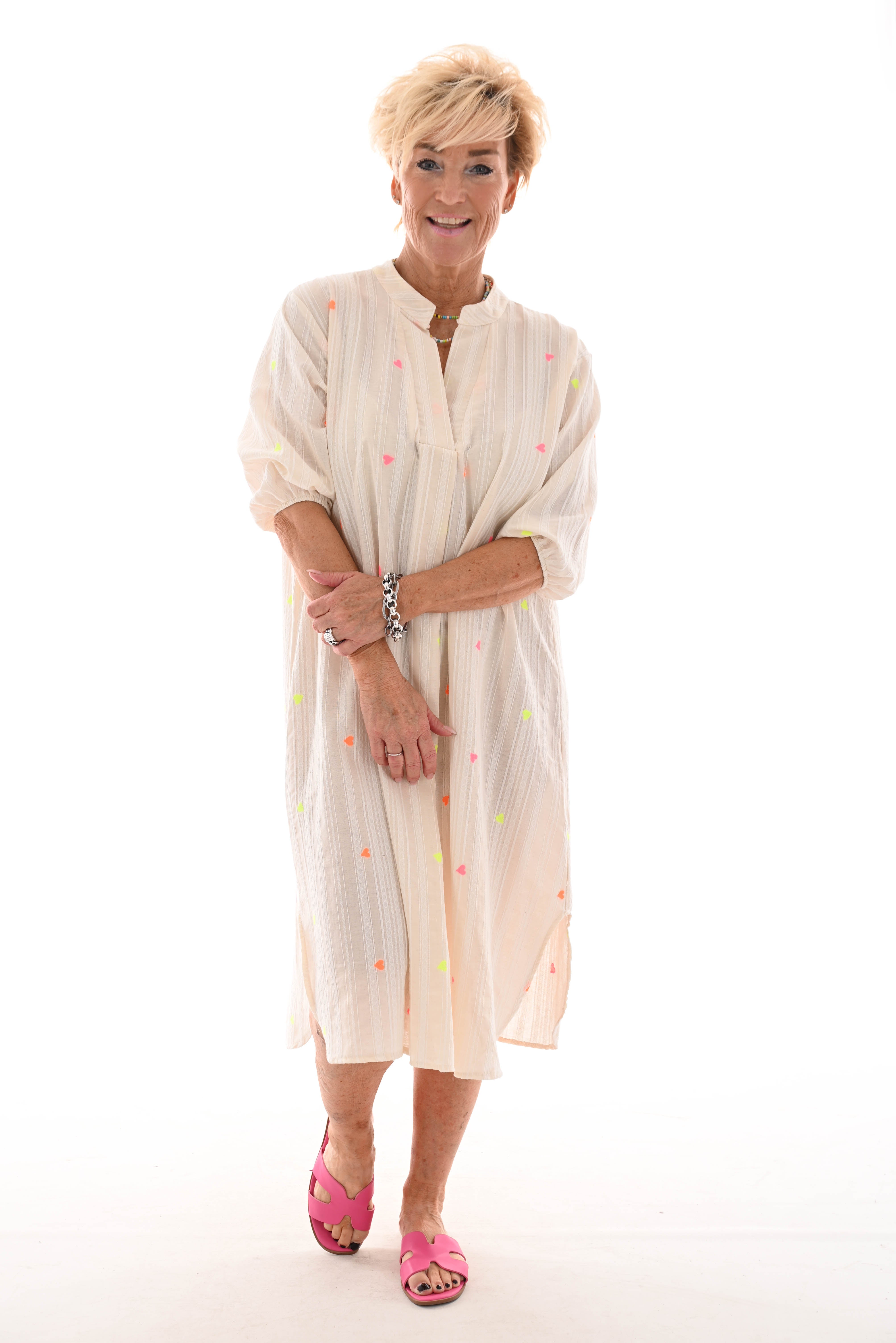 Jurk Aztec creme/hartjes
