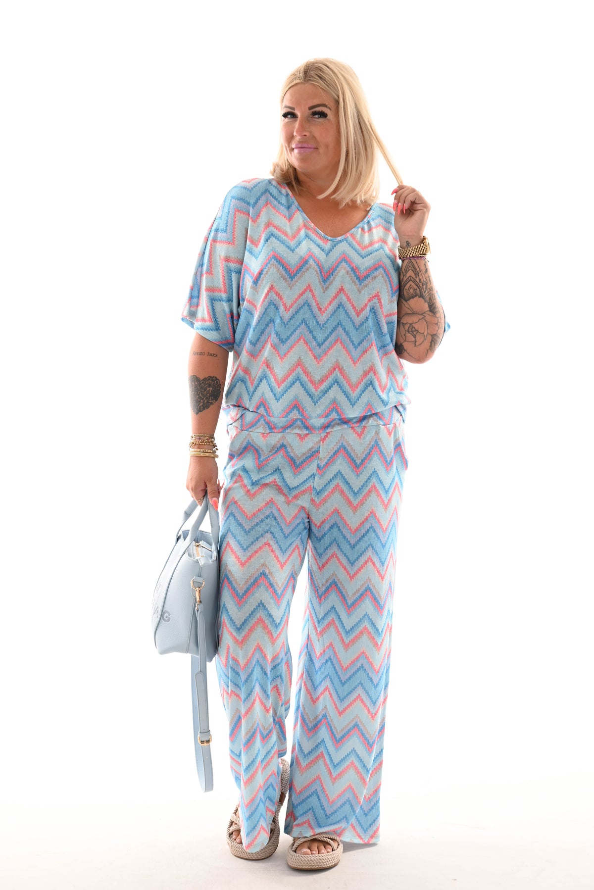 Tweedelig set zigzag blauw