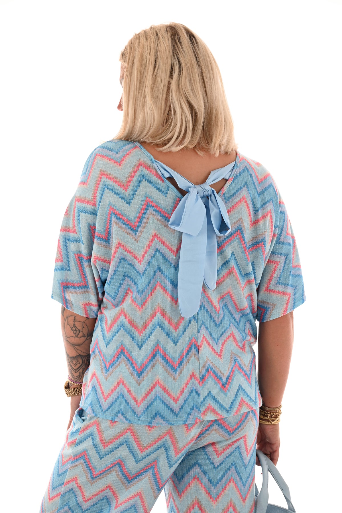 Tweedelig set zigzag blauw