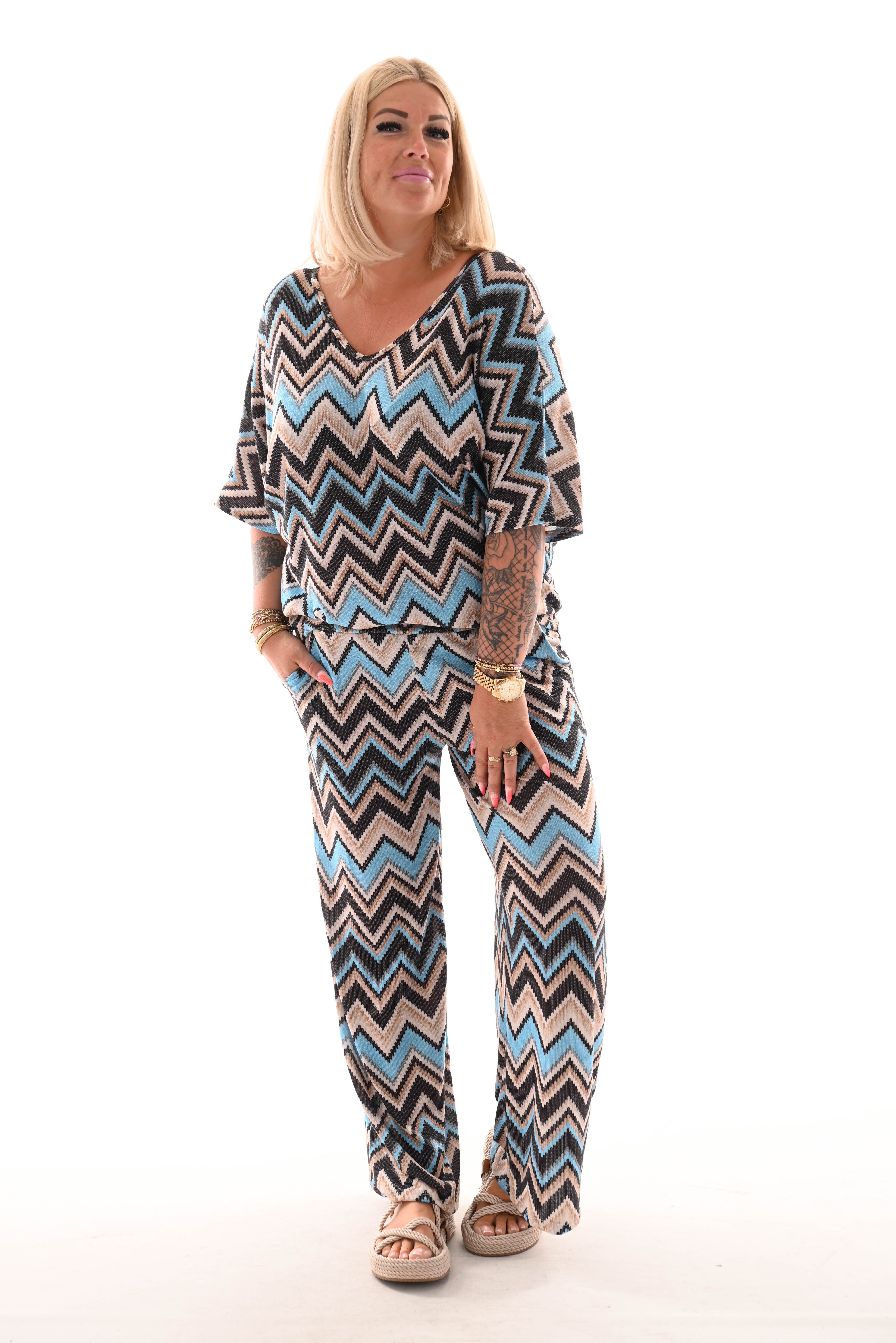 Tweedelig set zigzag zwart