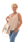 Ballon top mouwloos beige