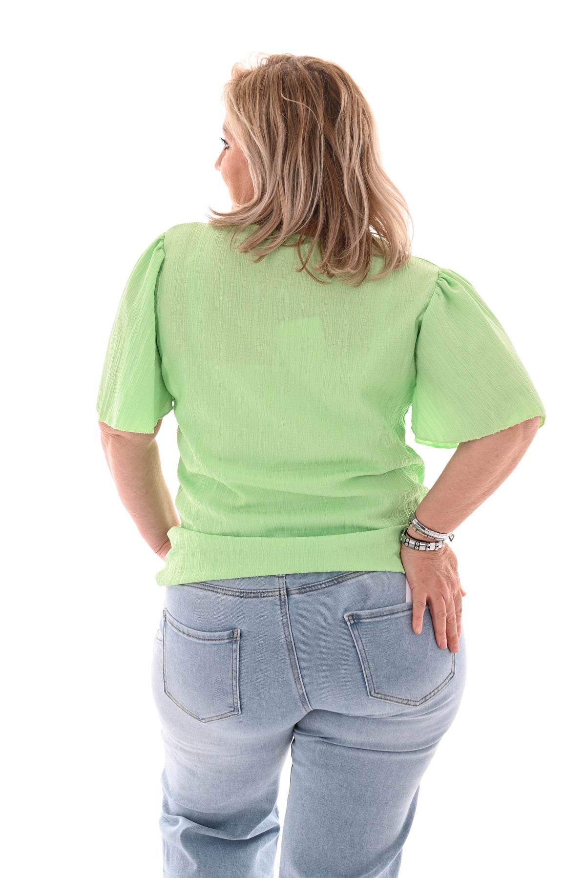 Top v-hals textuur lichtgroen