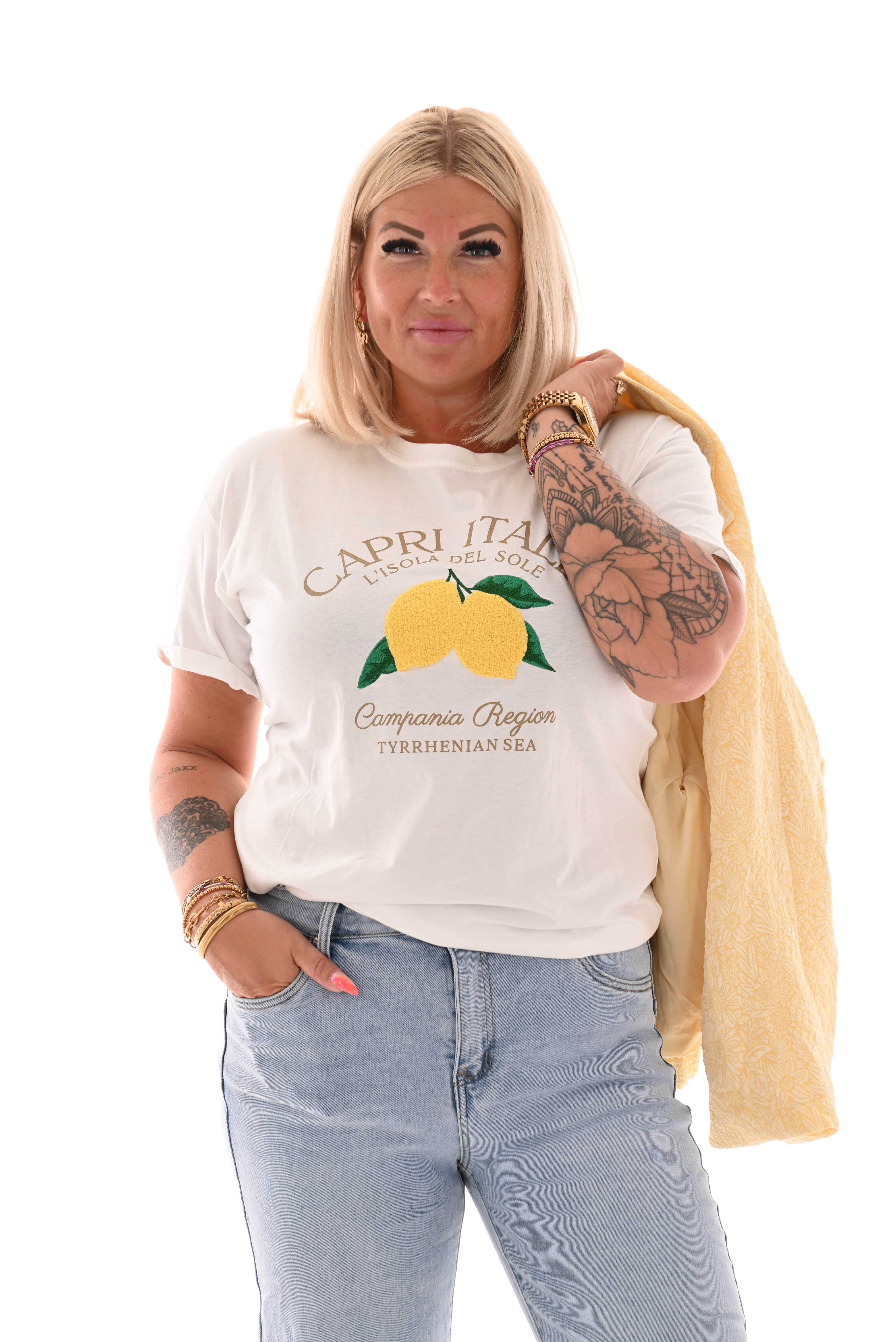 T-shirt lemons geel