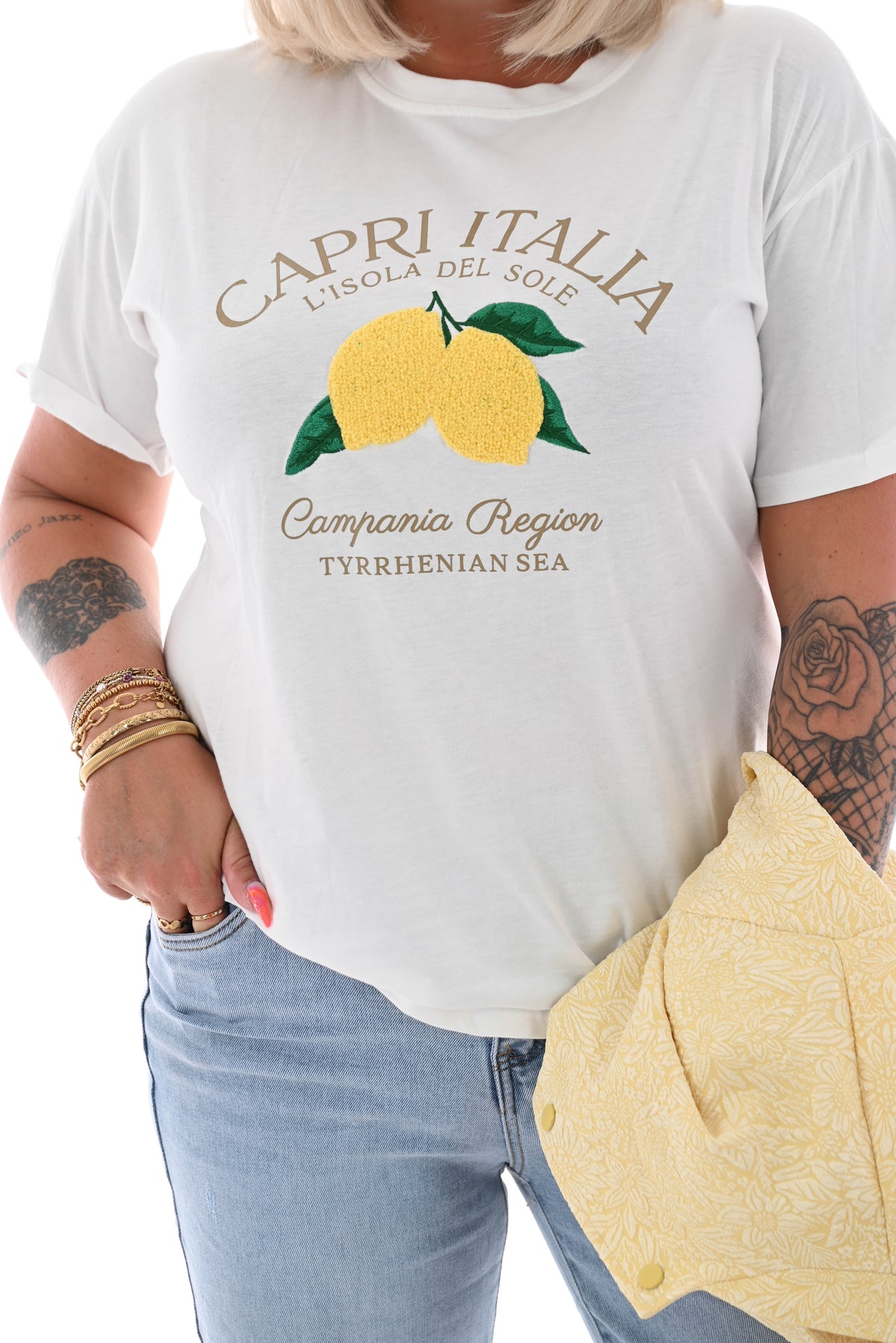 T-shirt lemons geel