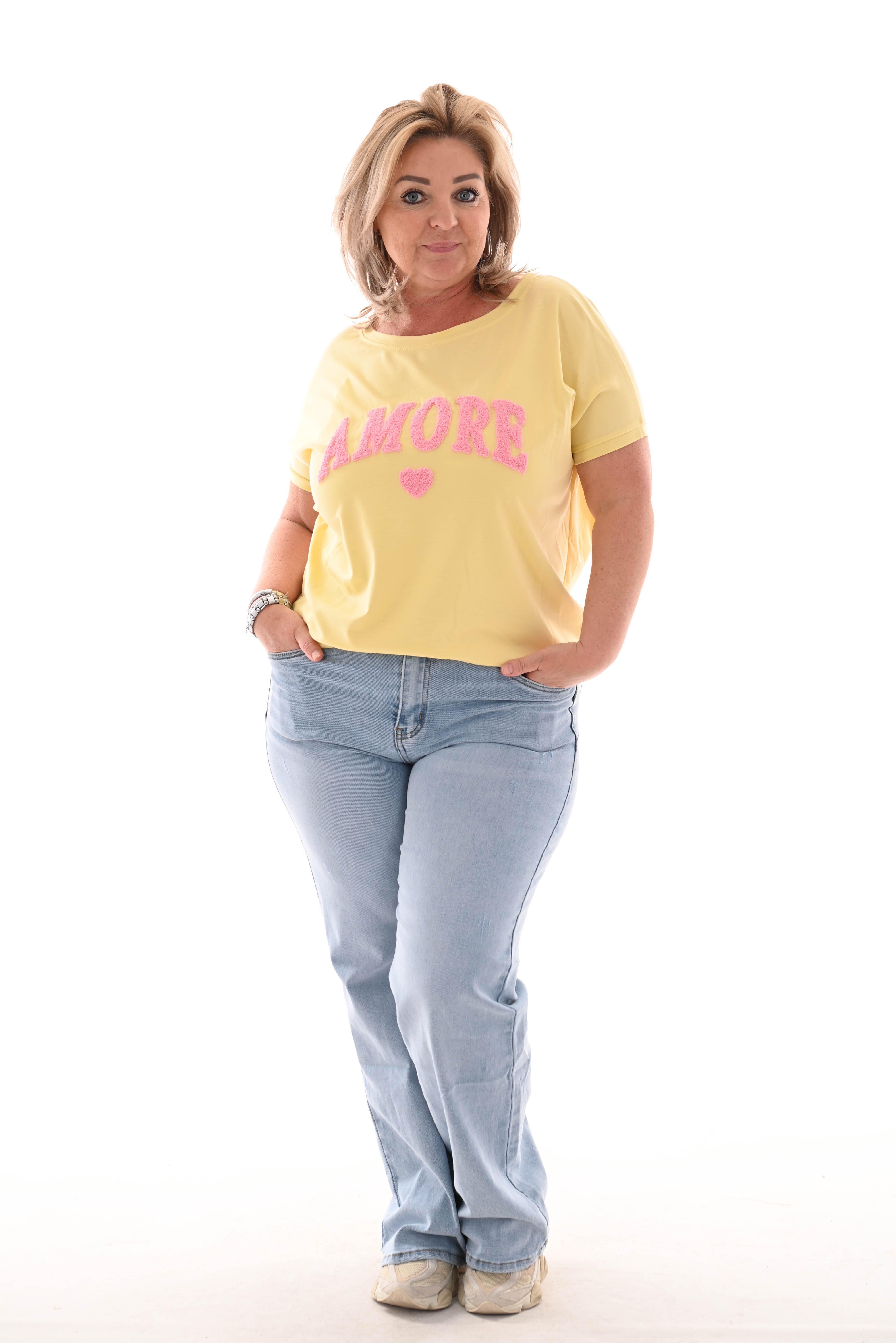 T-shirt teddy amour geel
