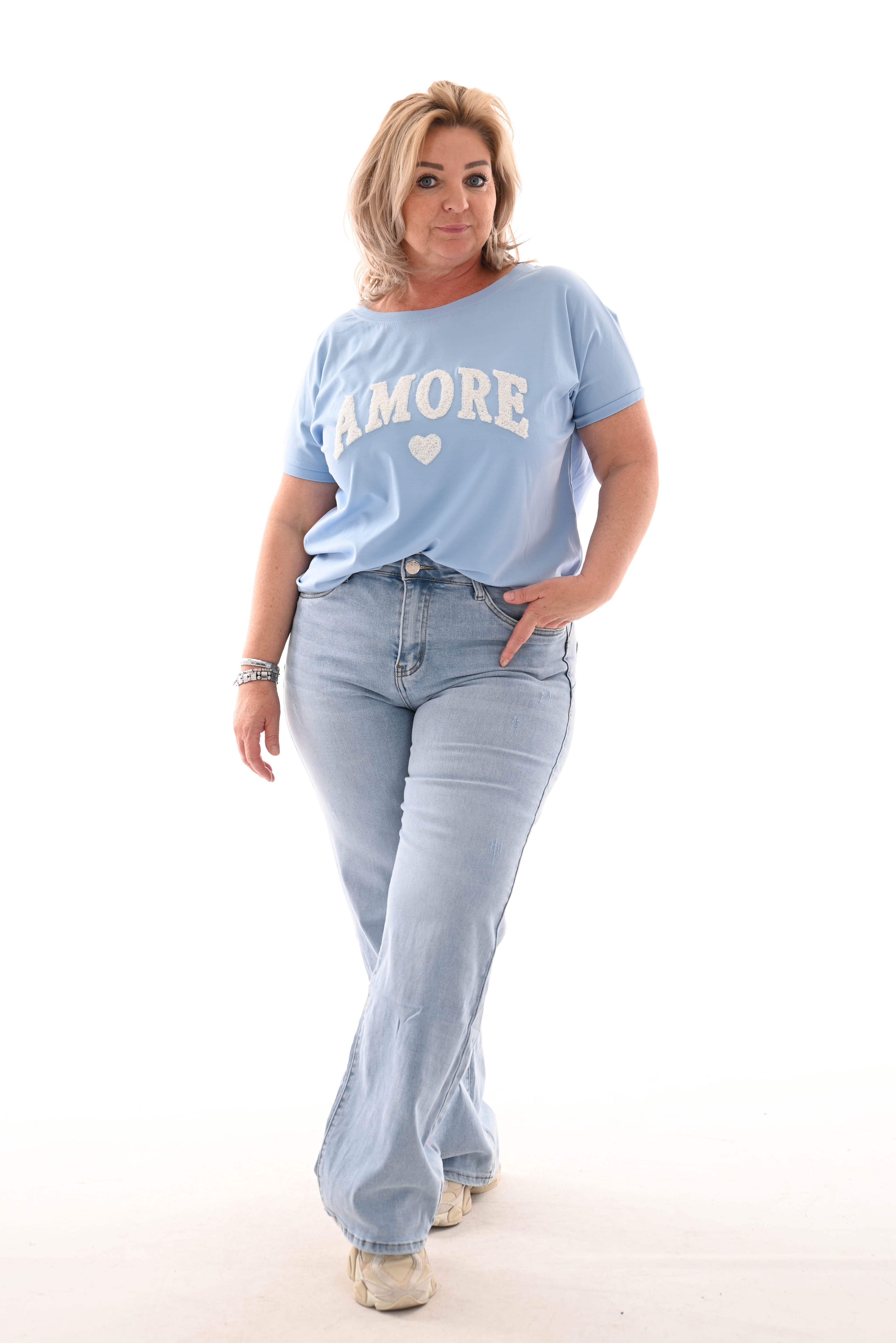T-shirt teddy amour blauw