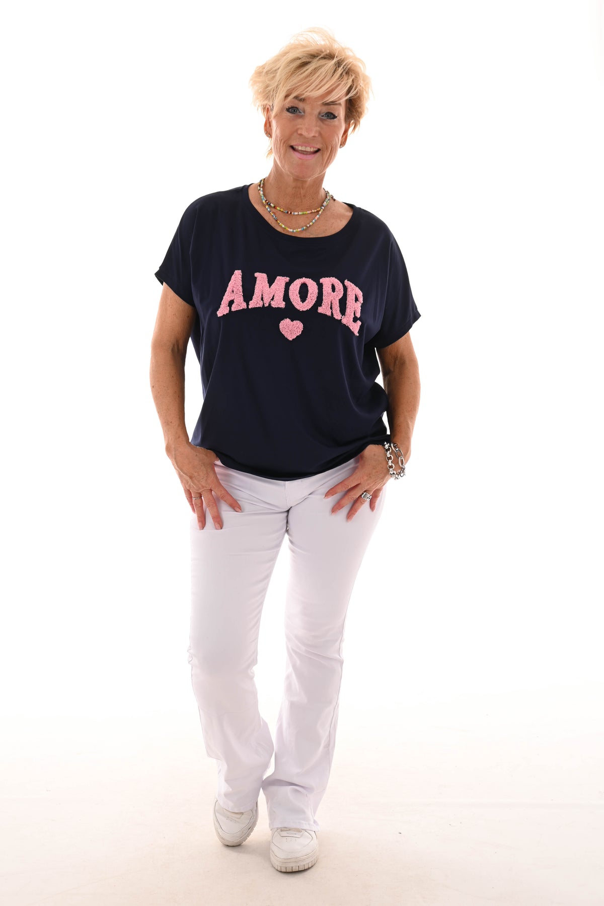 T-shirt teddy amour marineblauw