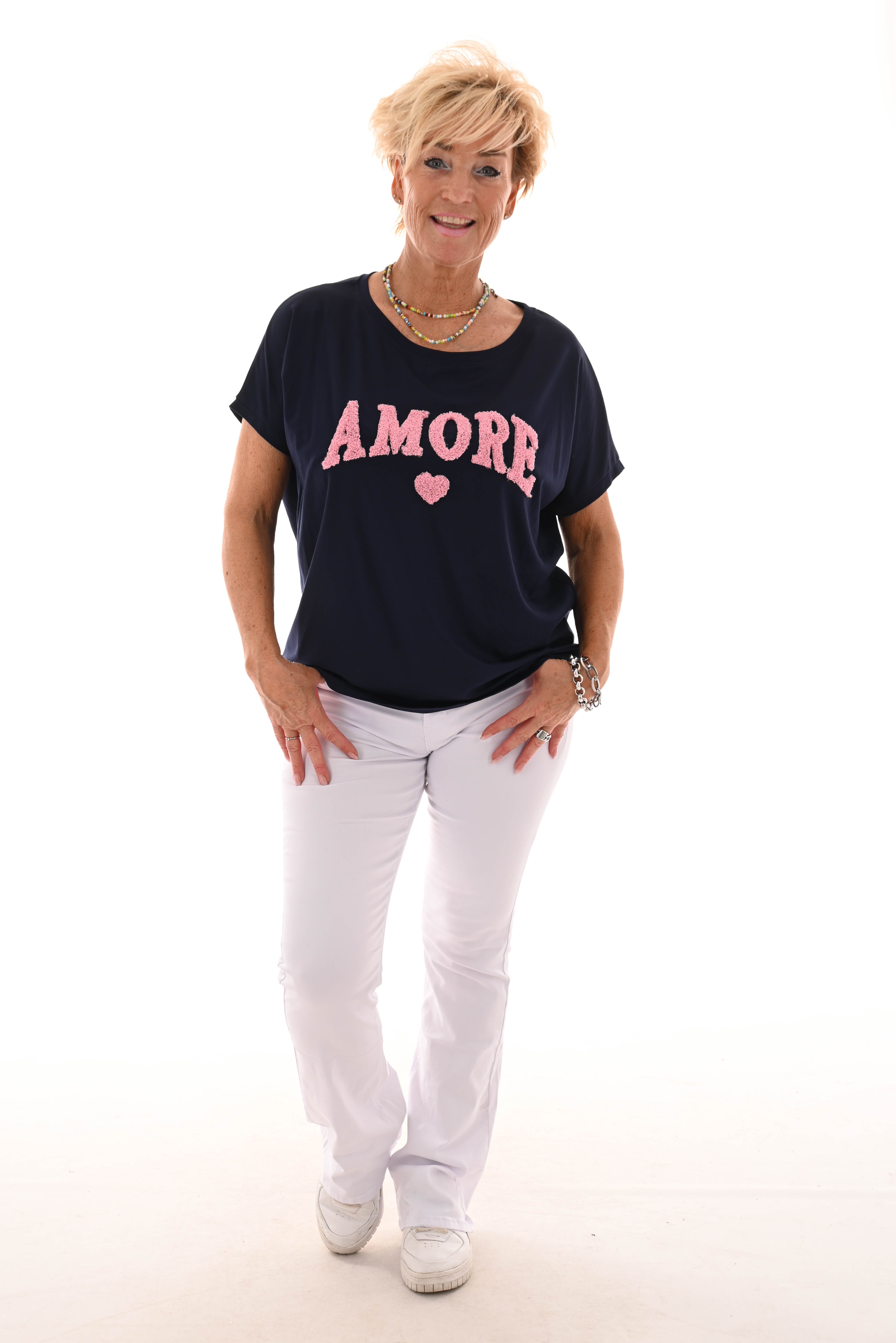 T-shirt teddy amour marineblauw
