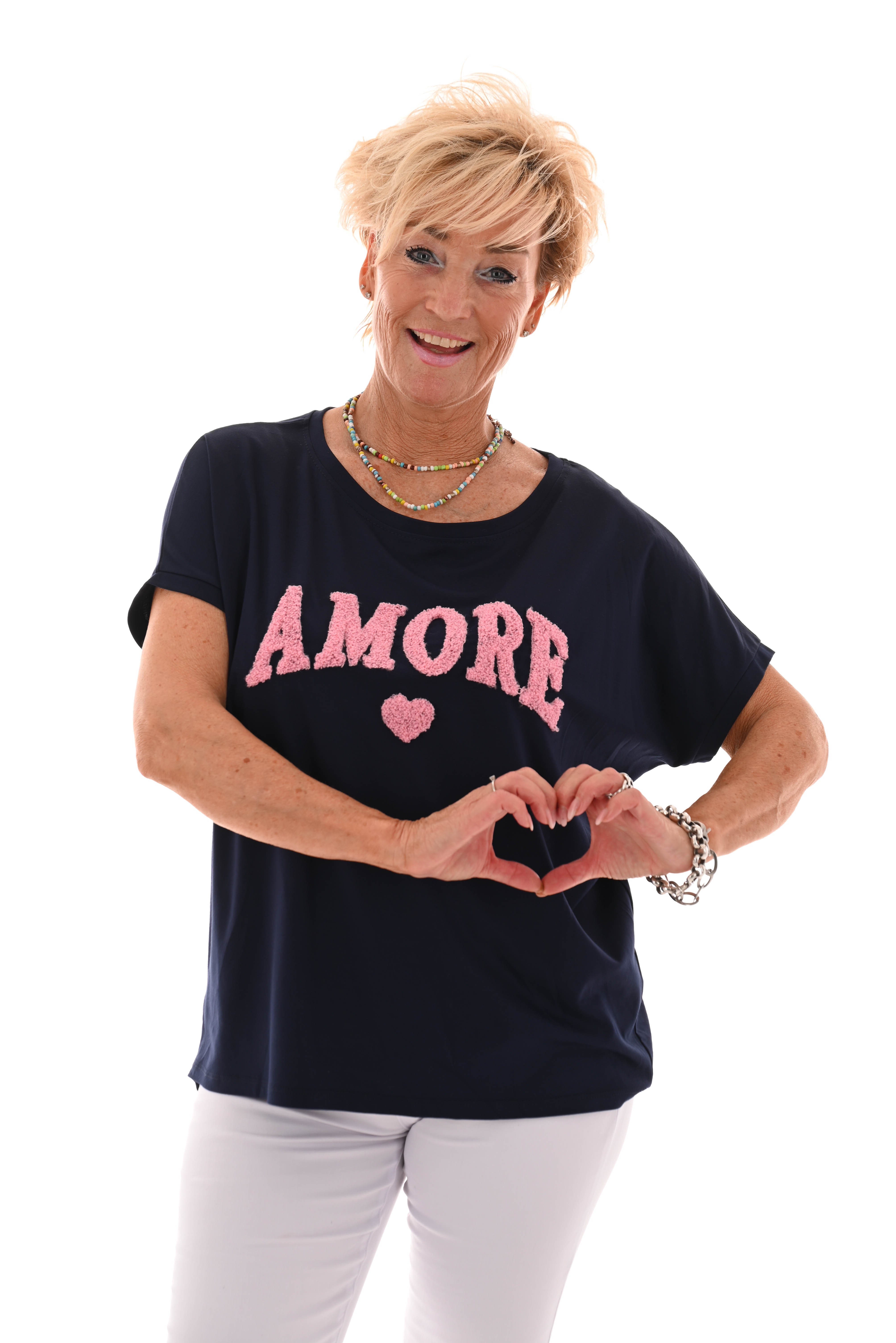 T-shirt teddy amour marineblauw