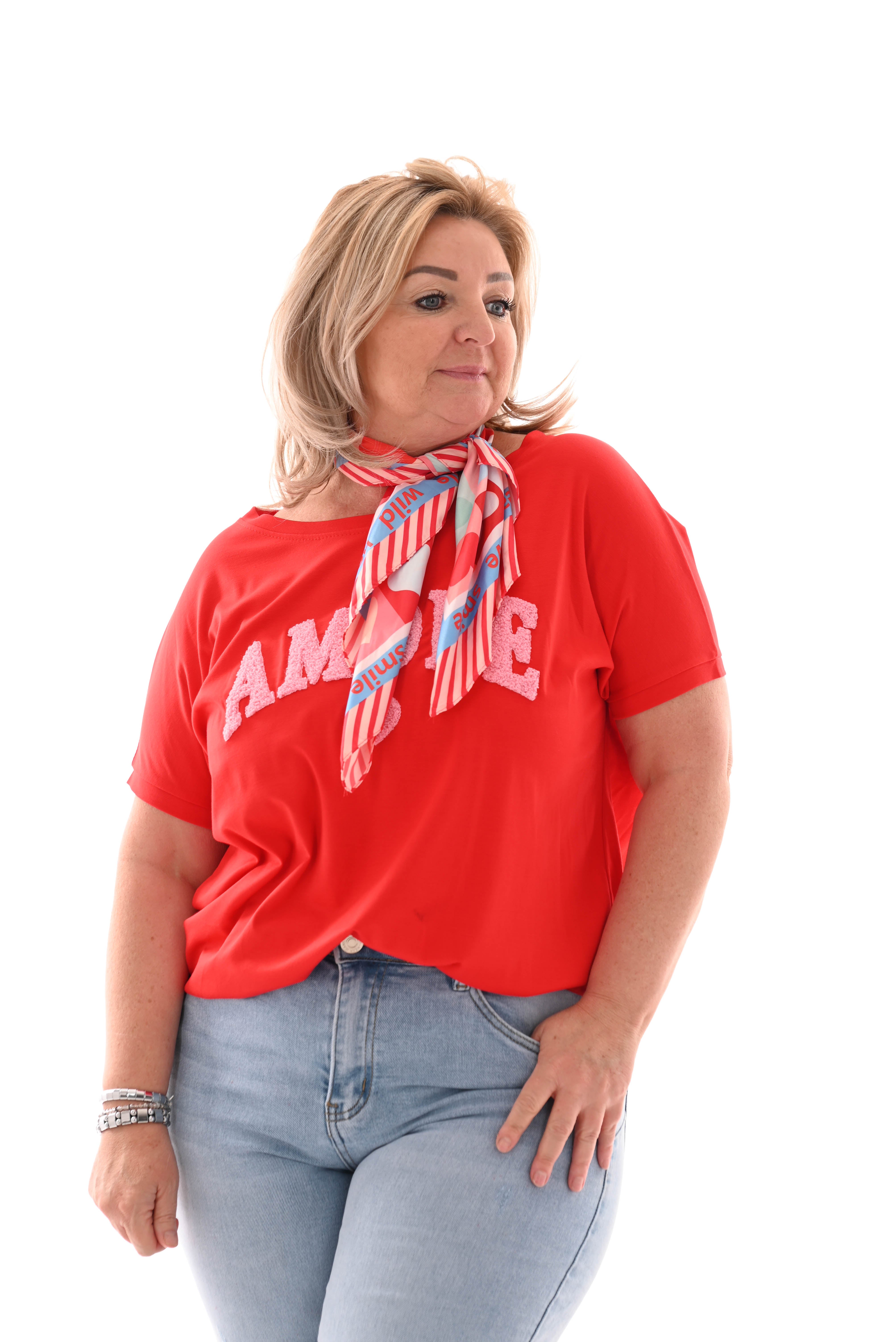 T-shirt teddy amour rood