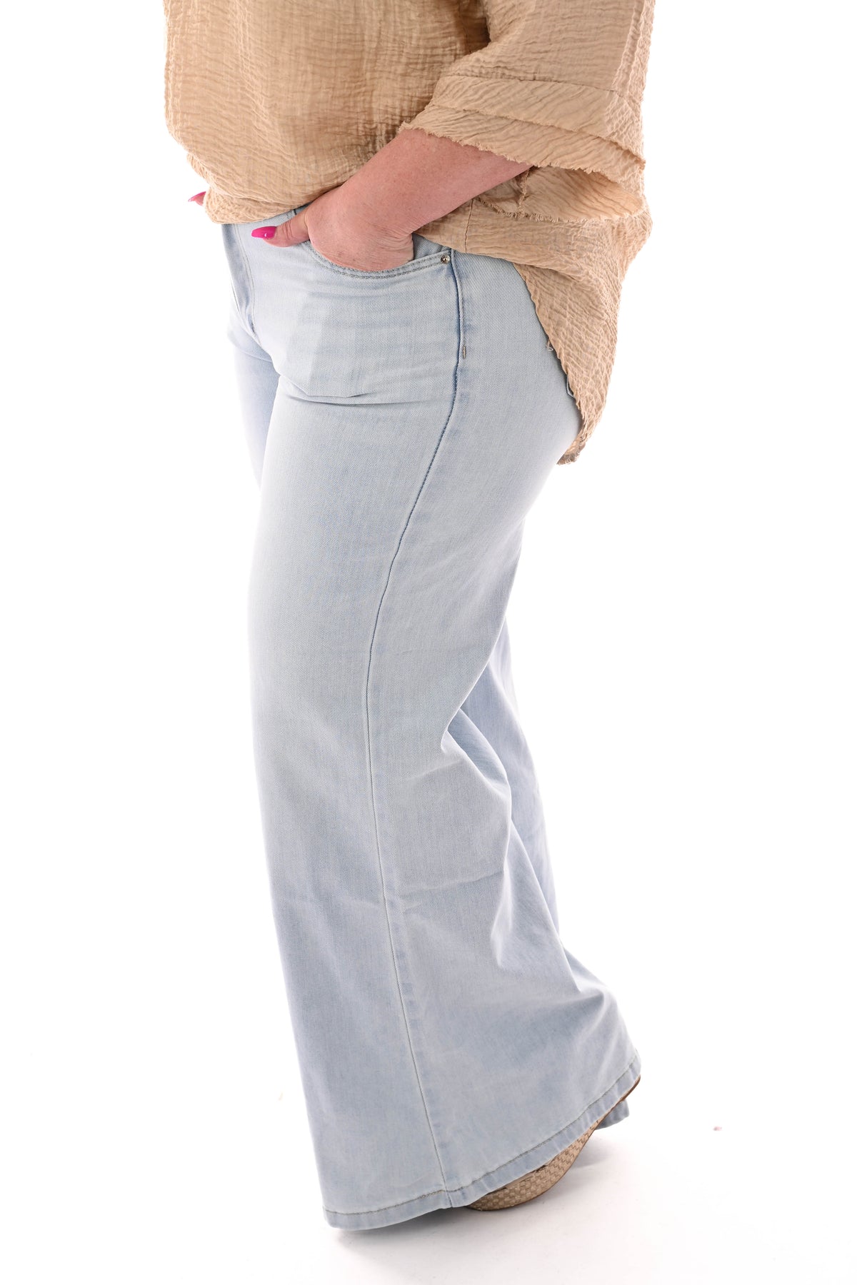 Monday jeans flair high waist lichtblauw