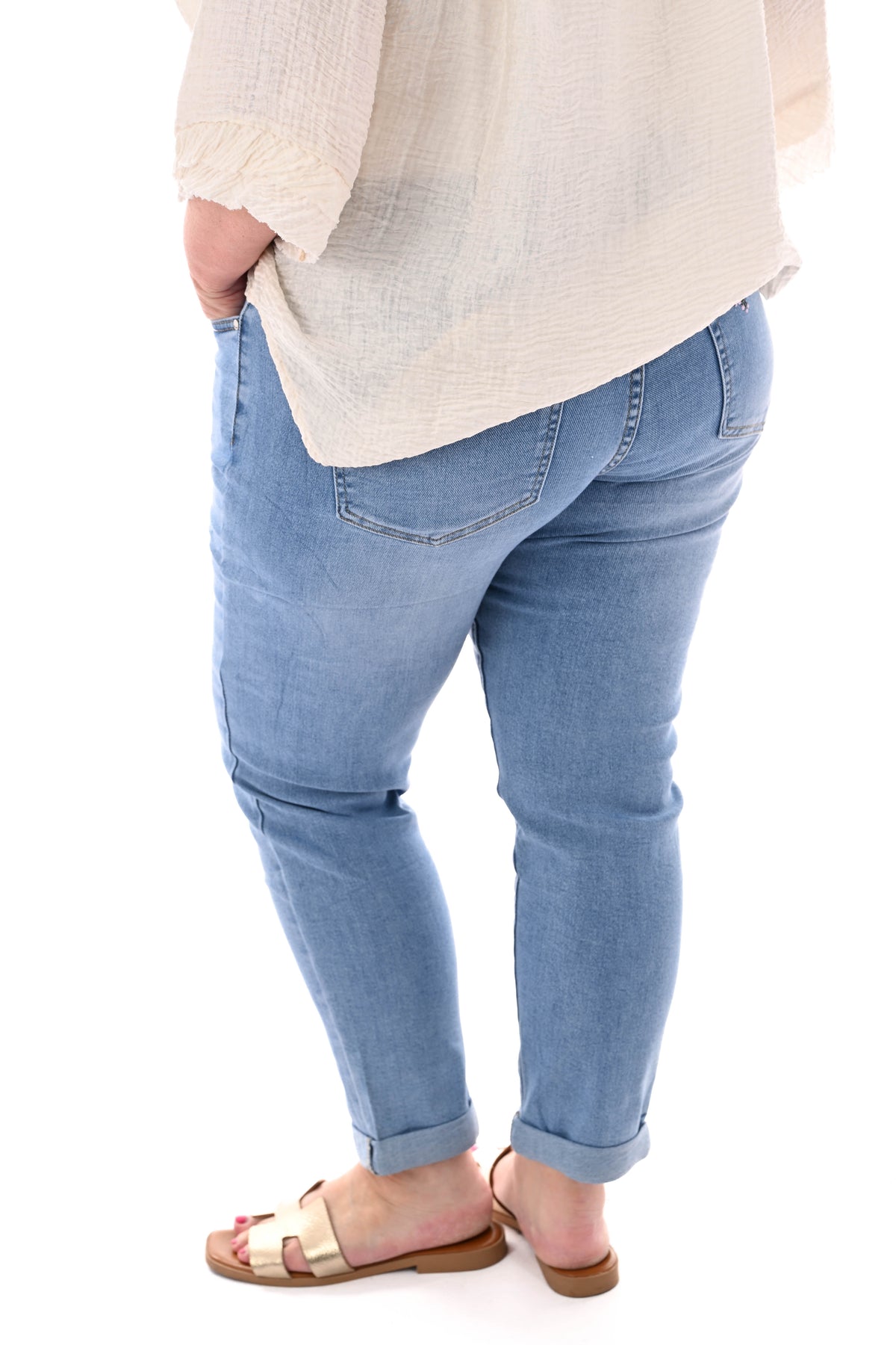 G-smack momfit borduur details blauw