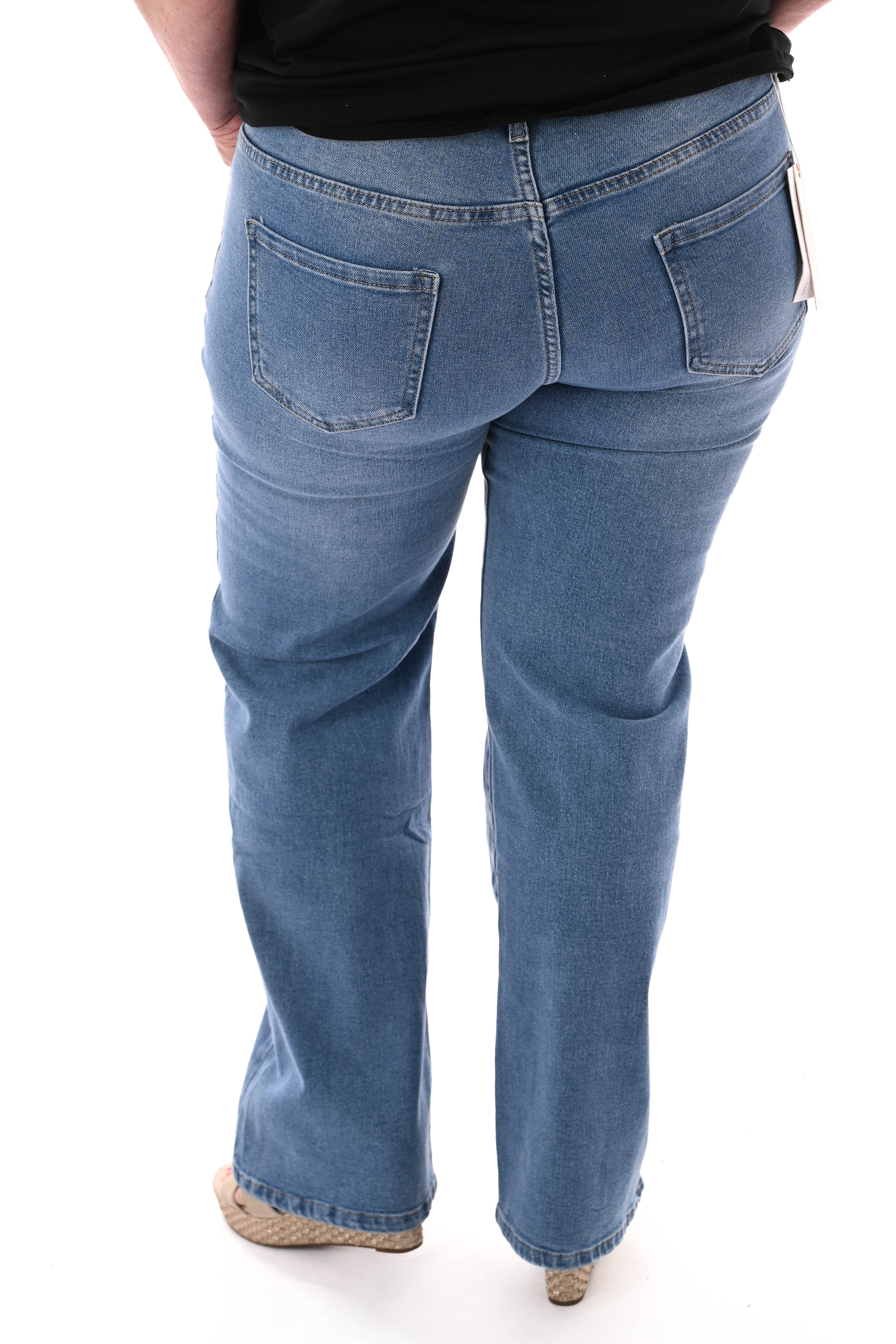 BS jeans wide leg middenblauw