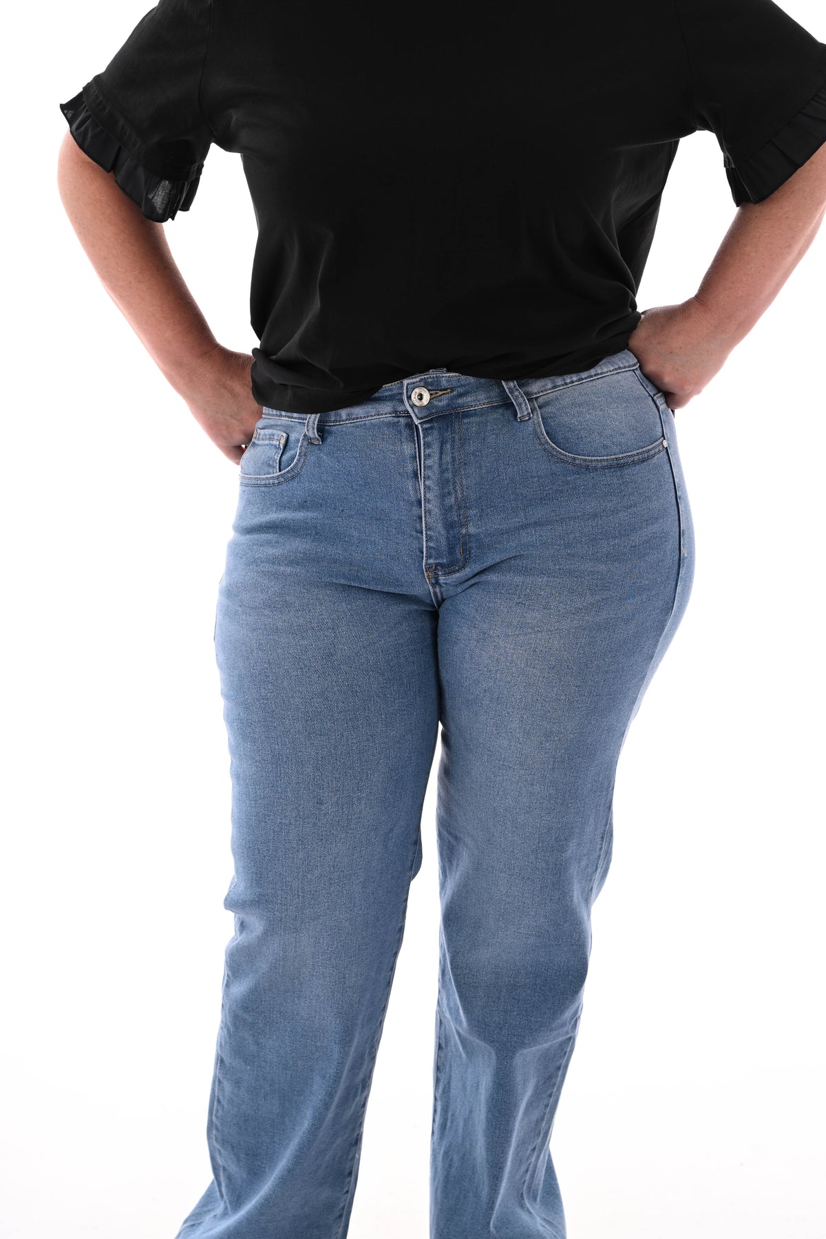 BS jeans wide leg middenblauw