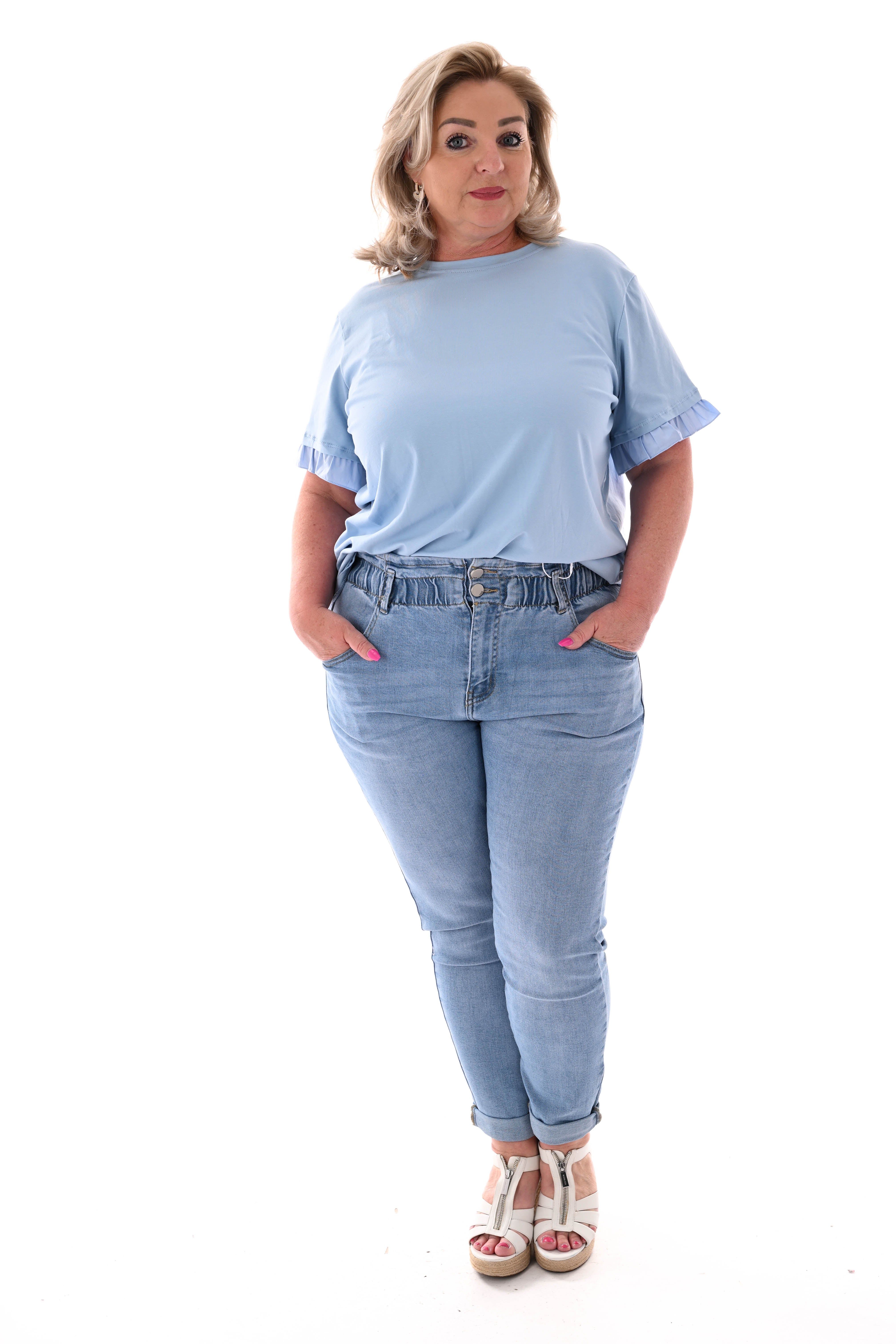 G-smack mom jeans elastieken taille blauw