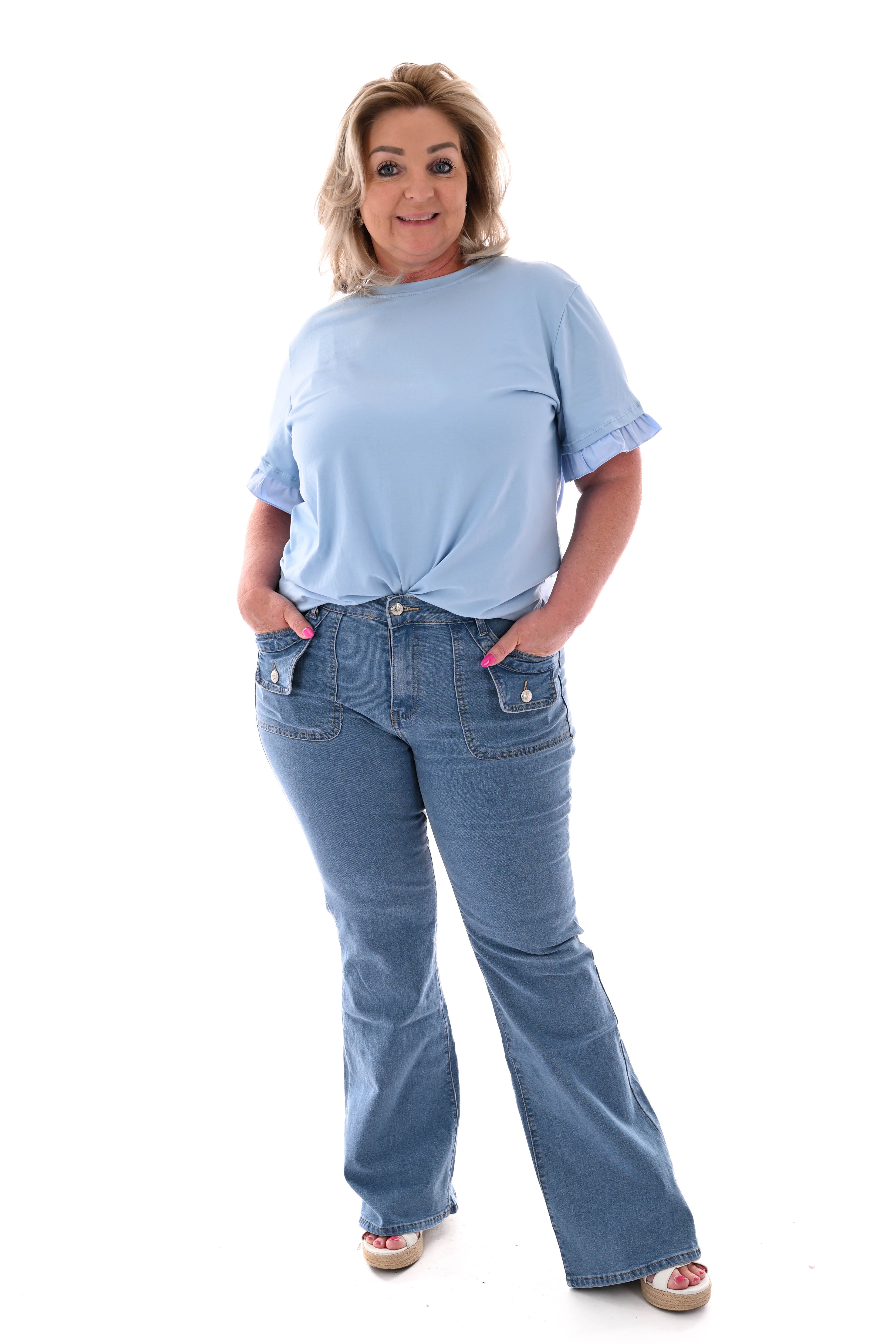 BS jeans flare middenblauw
