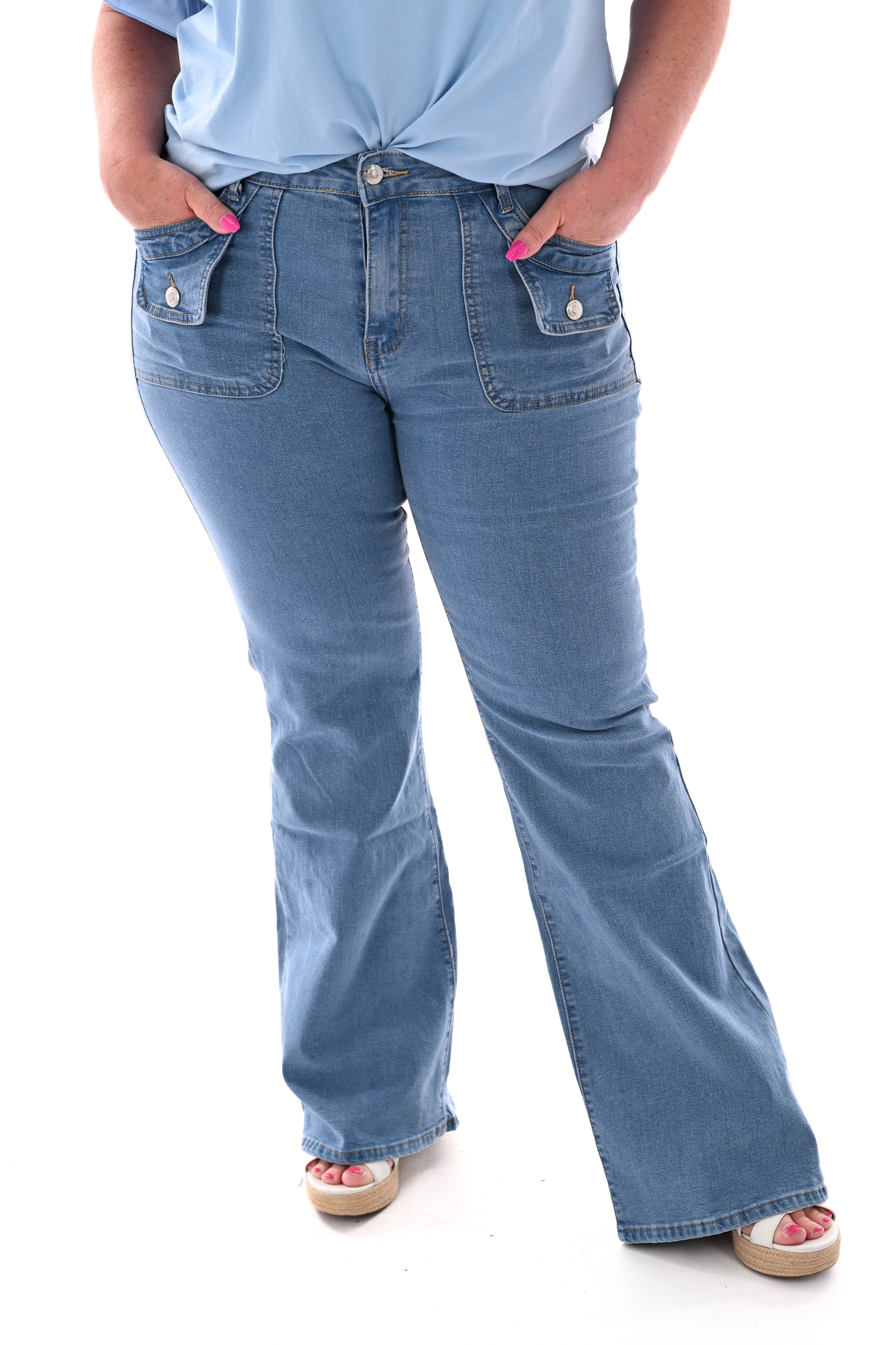 BS jeans flare middenblauw