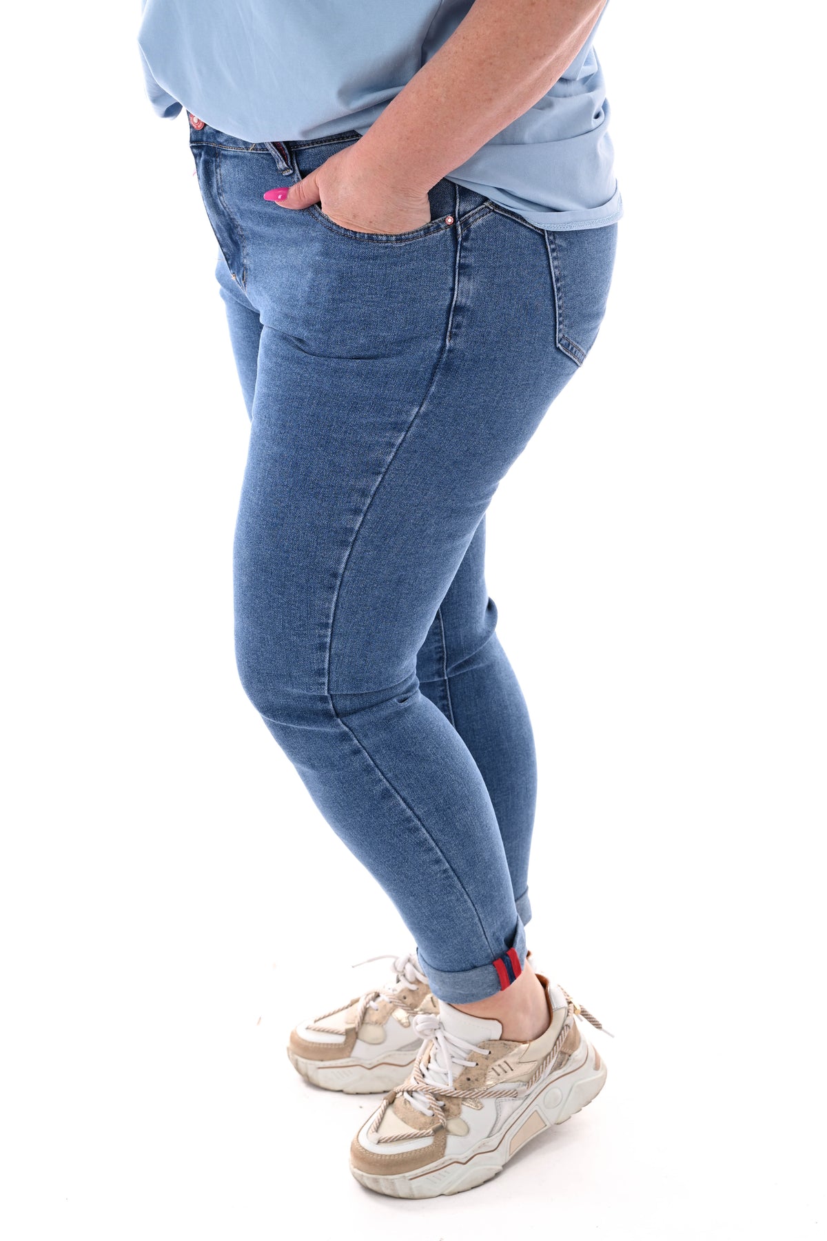 BS jeans magic waist middenblauw