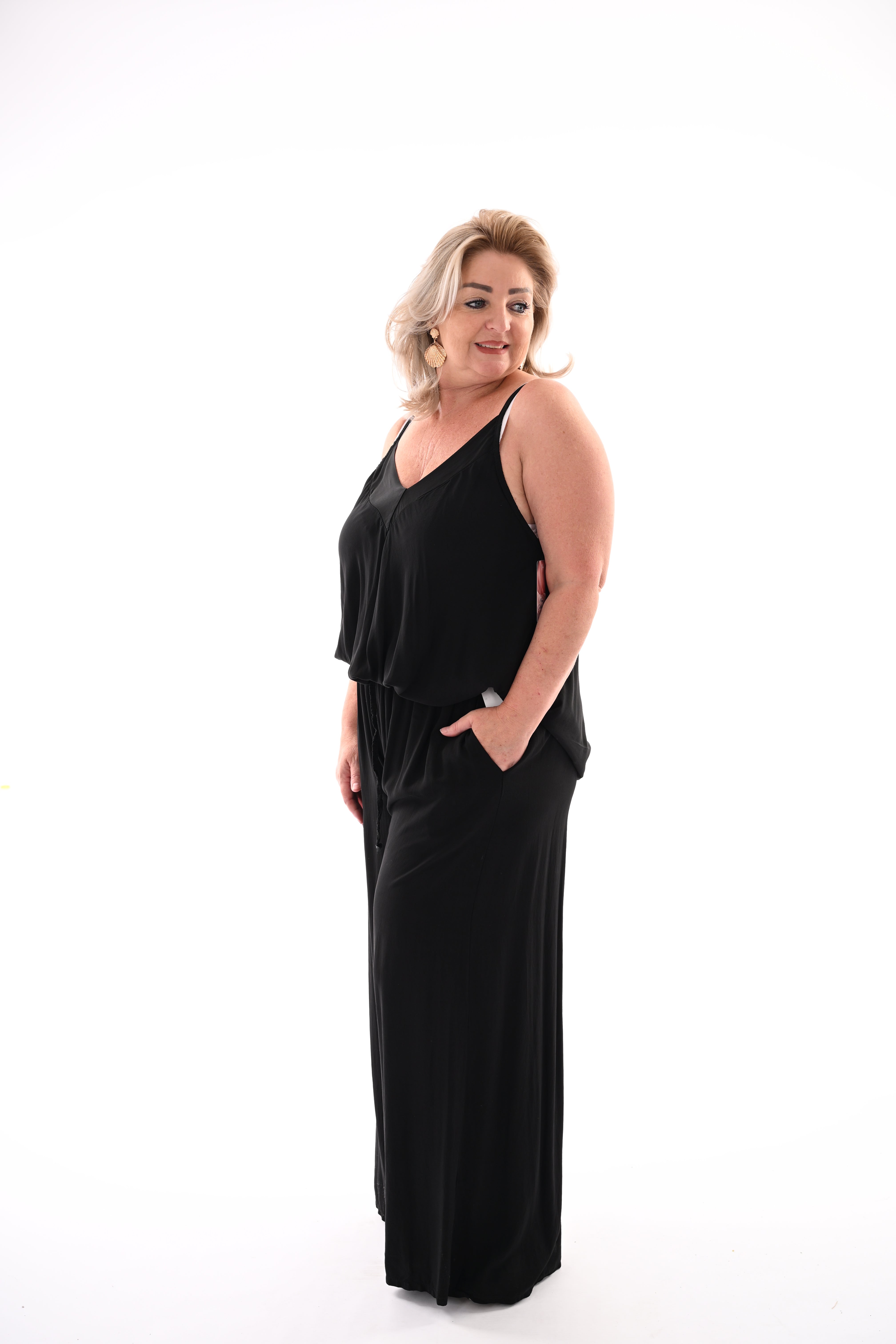 Tweedelig set top smalle bandjes zwart
