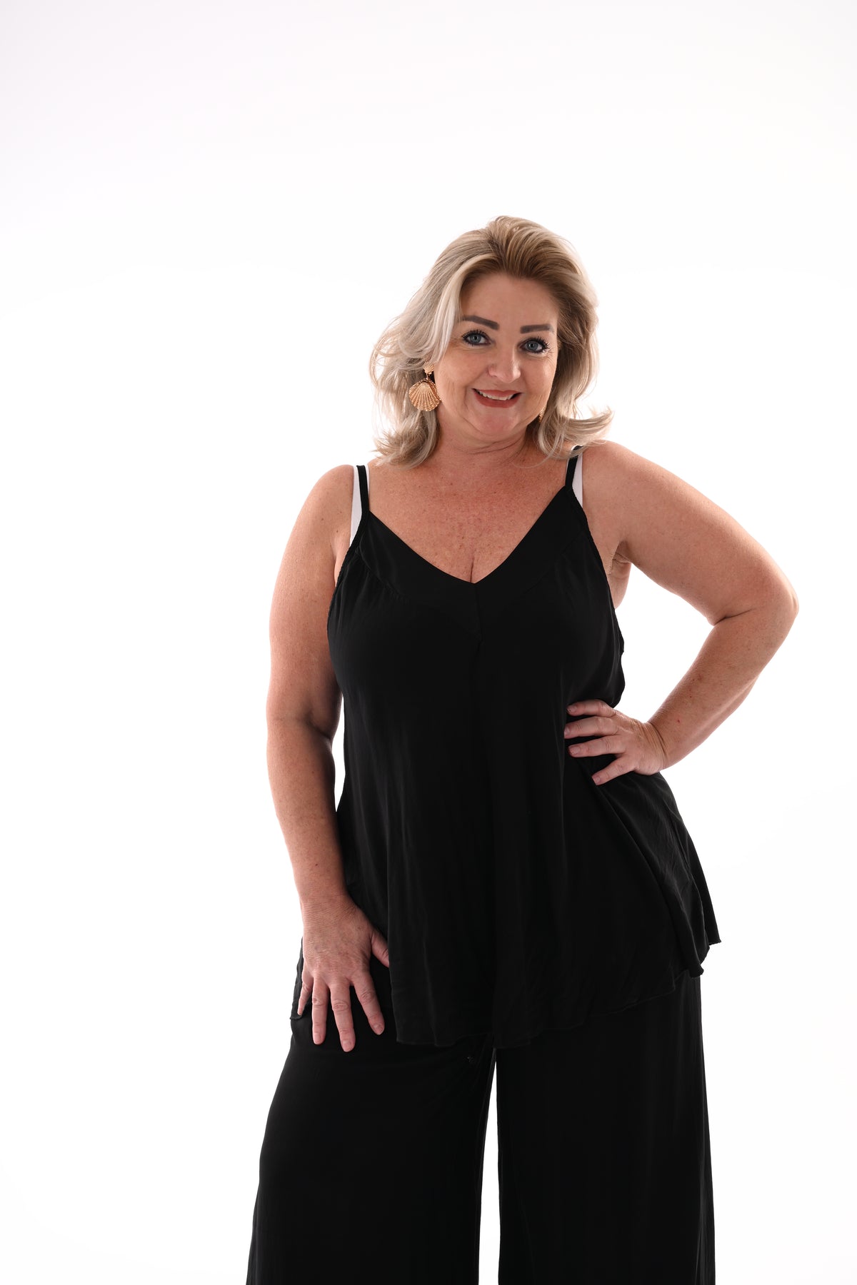 Tweedelig set top smalle bandjes zwart