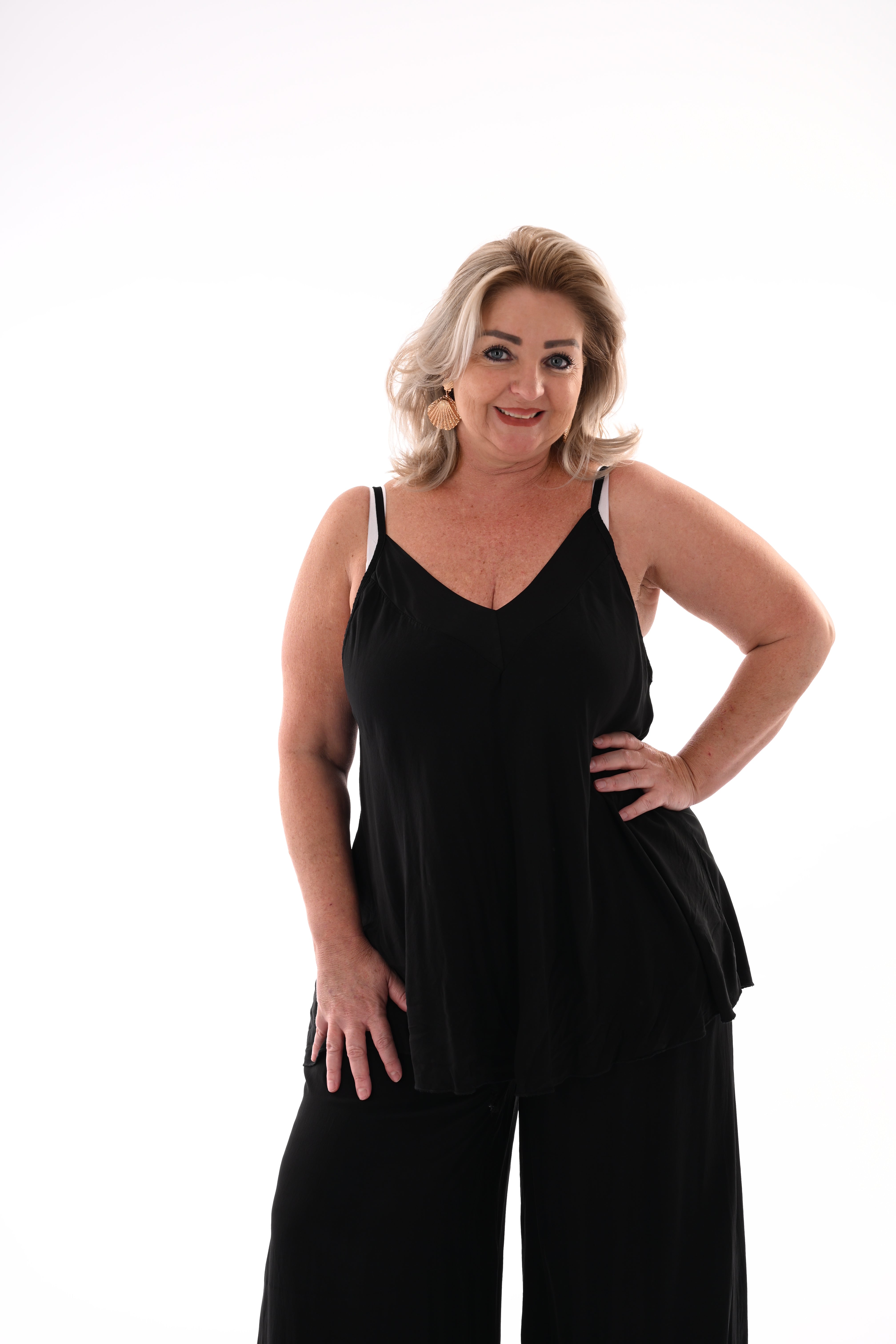 Tweedelig set top smalle bandjes zwart