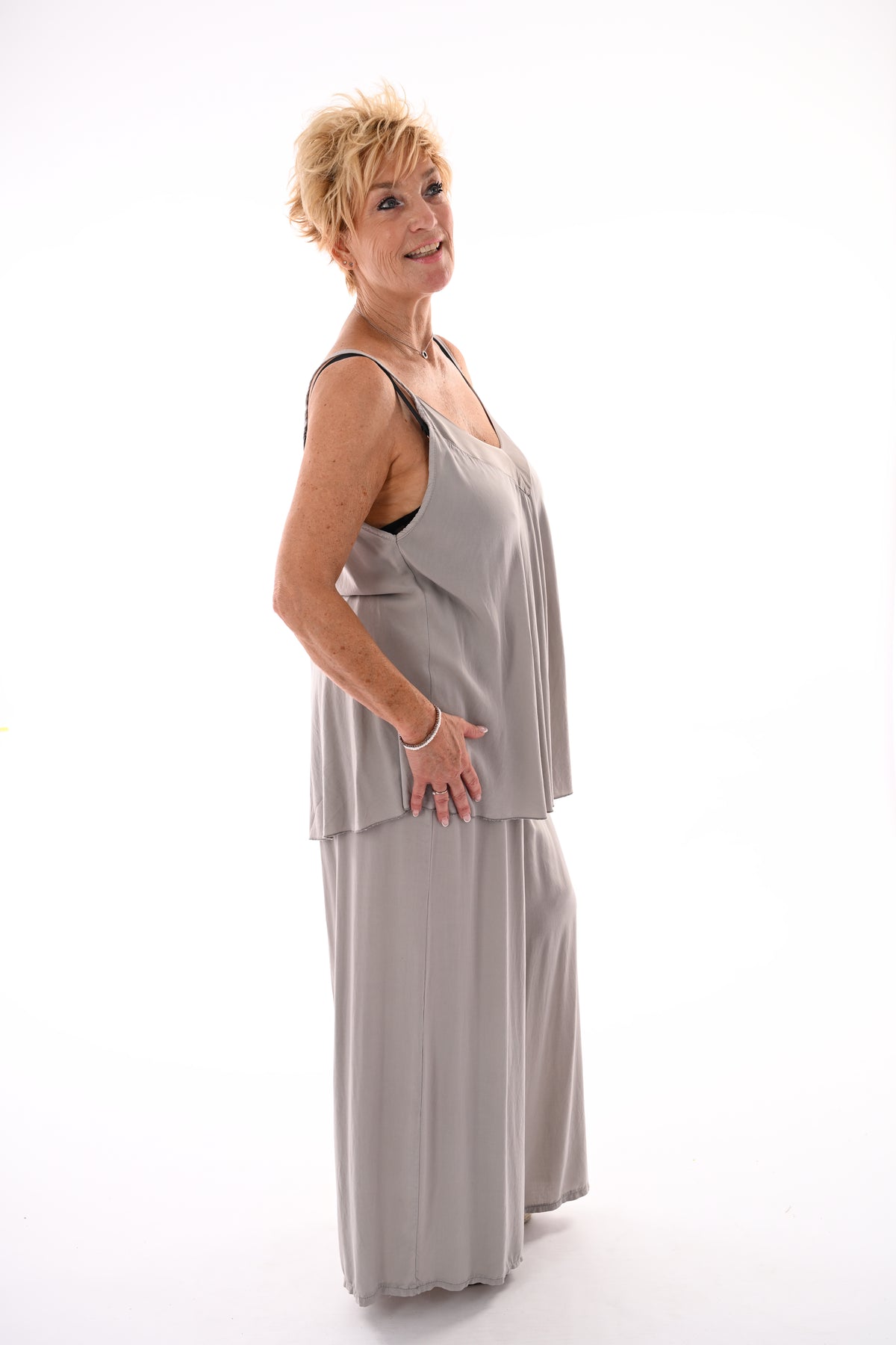 Tweedelig set top smalle bandjes taupe