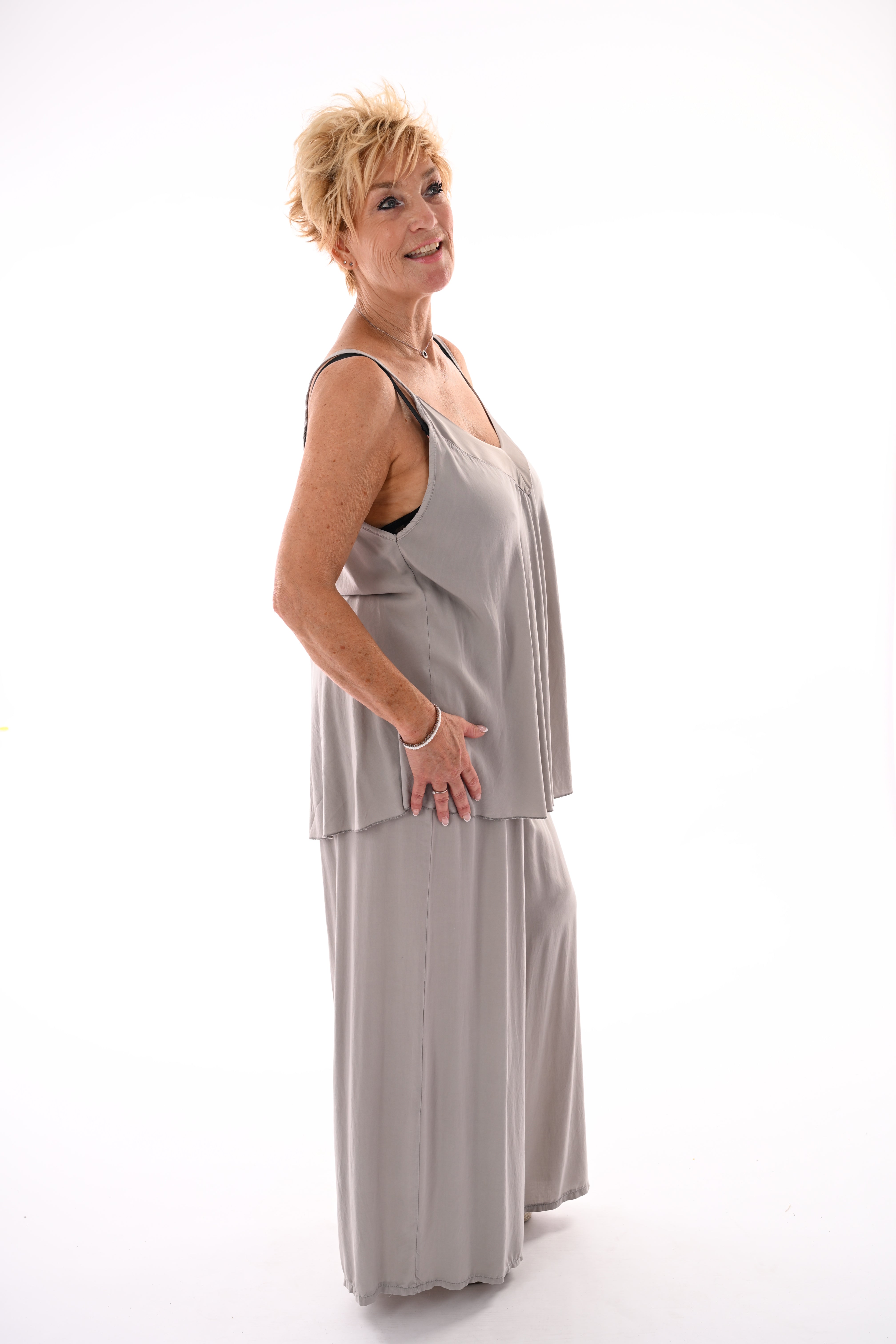 Tweedelig set top smalle bandjes taupe