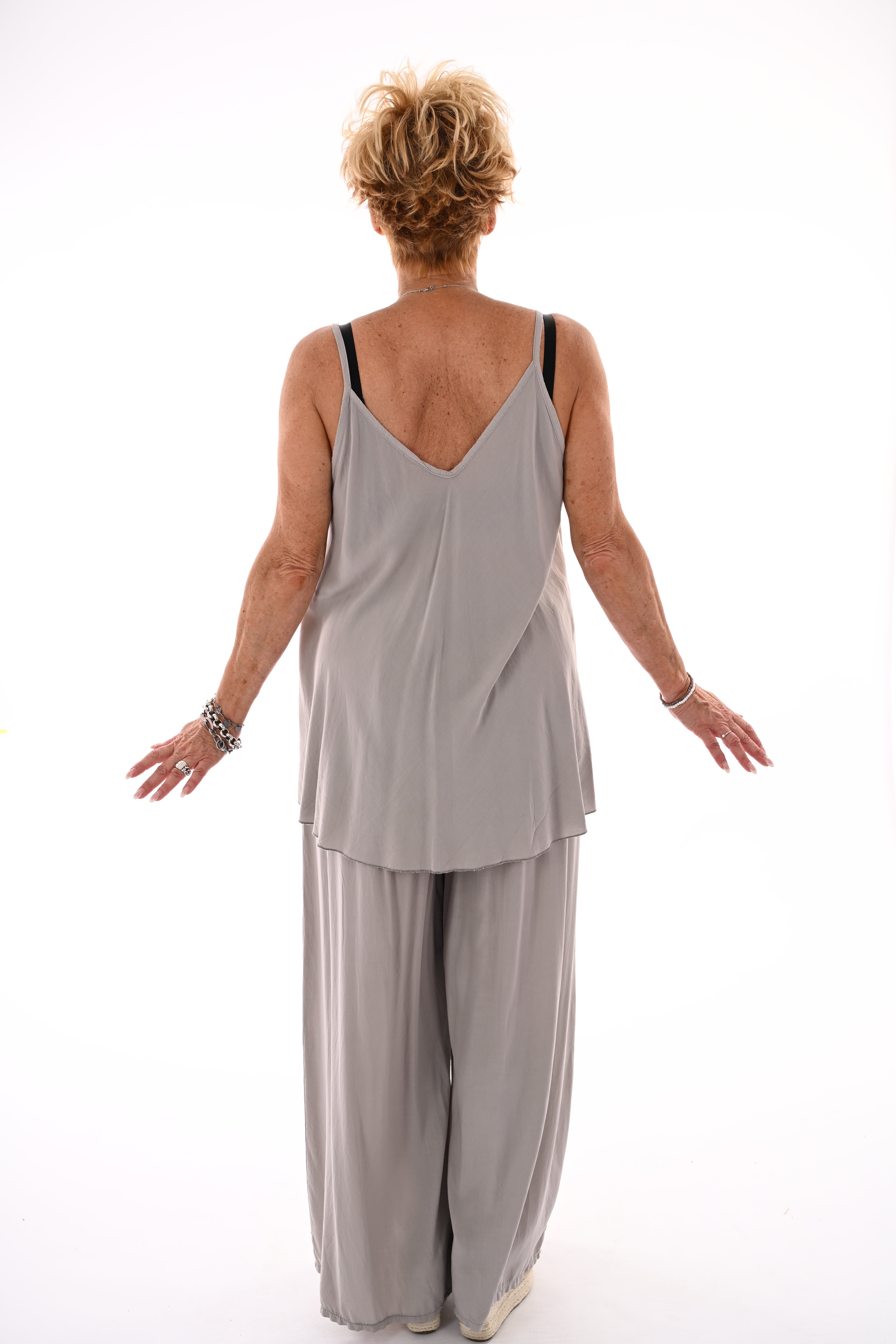 Tweedelig set top smalle bandjes taupe