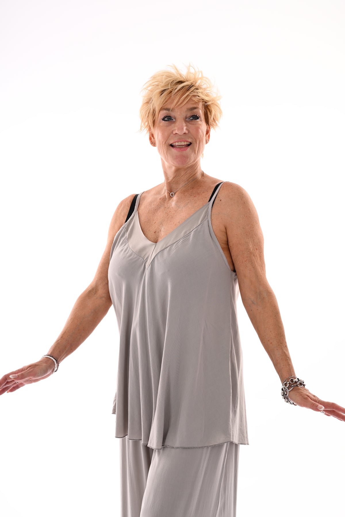 Tweedelig set top smalle bandjes taupe